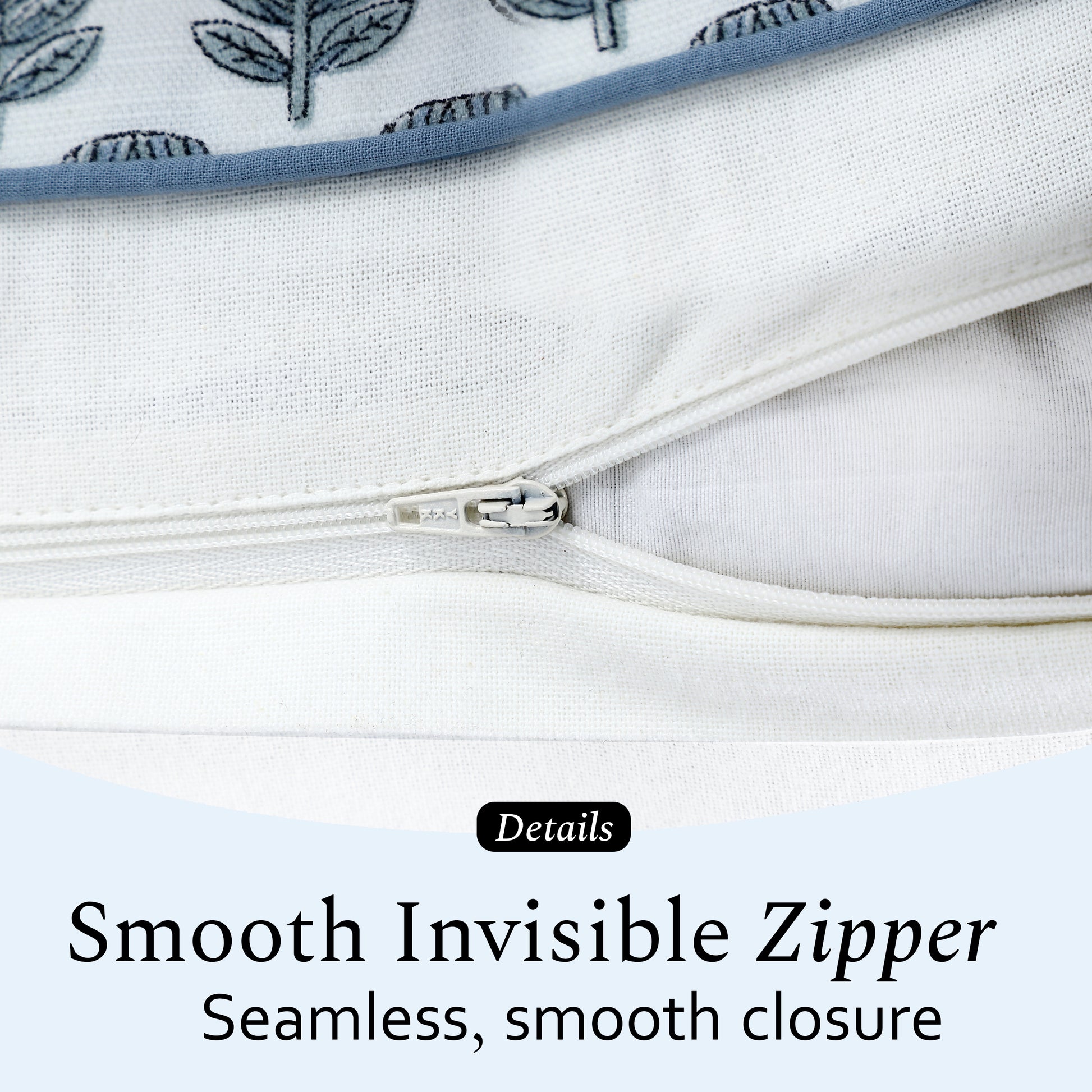 Boho Cotton Pillow Covers - Morning Bloom Blue