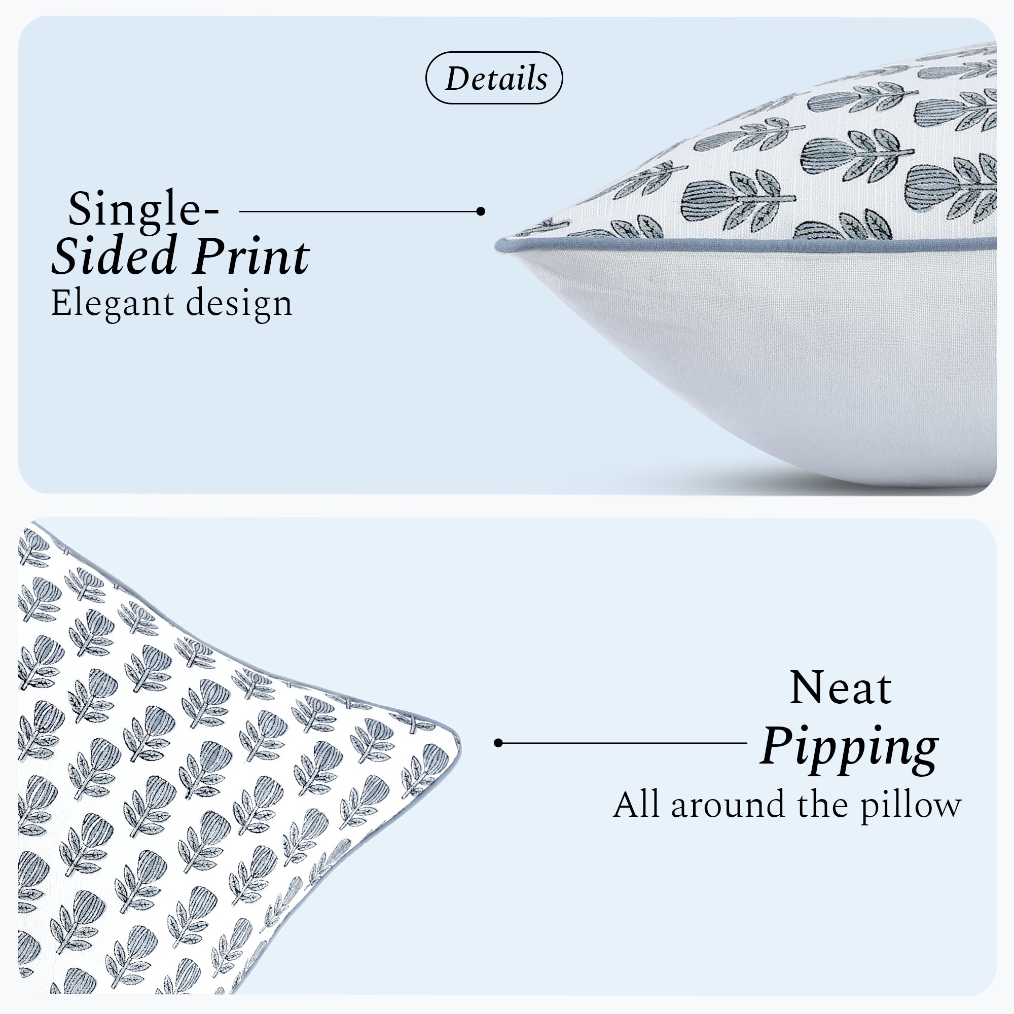 Boho Cotton Pillow Covers - Morning Bloom Blue