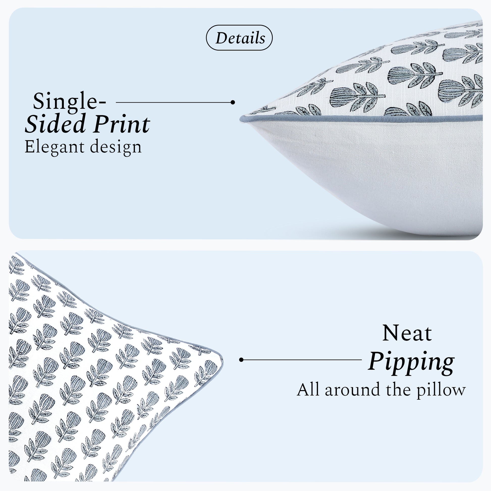 Boho Cotton Pillow Covers - Morning Bloom Blue