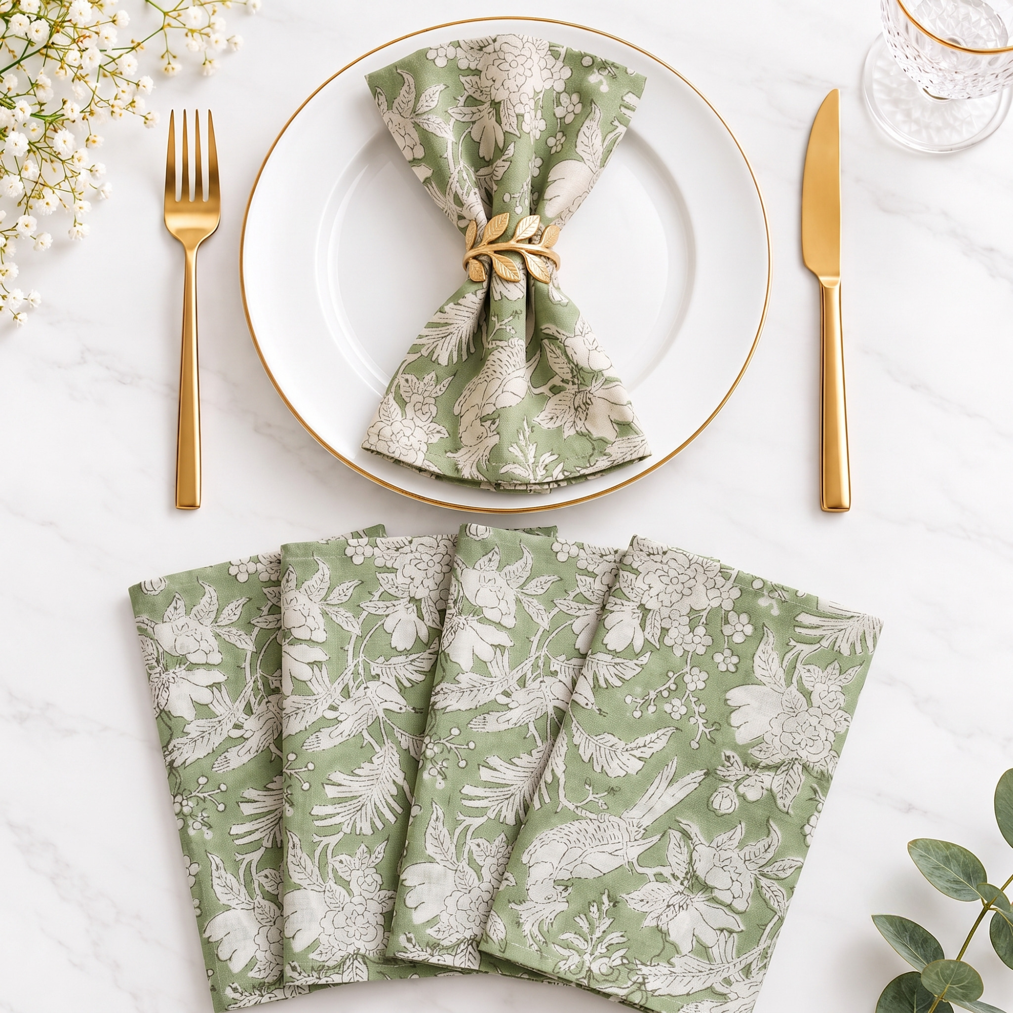 Cotton Cloth Napkins - Olive Green