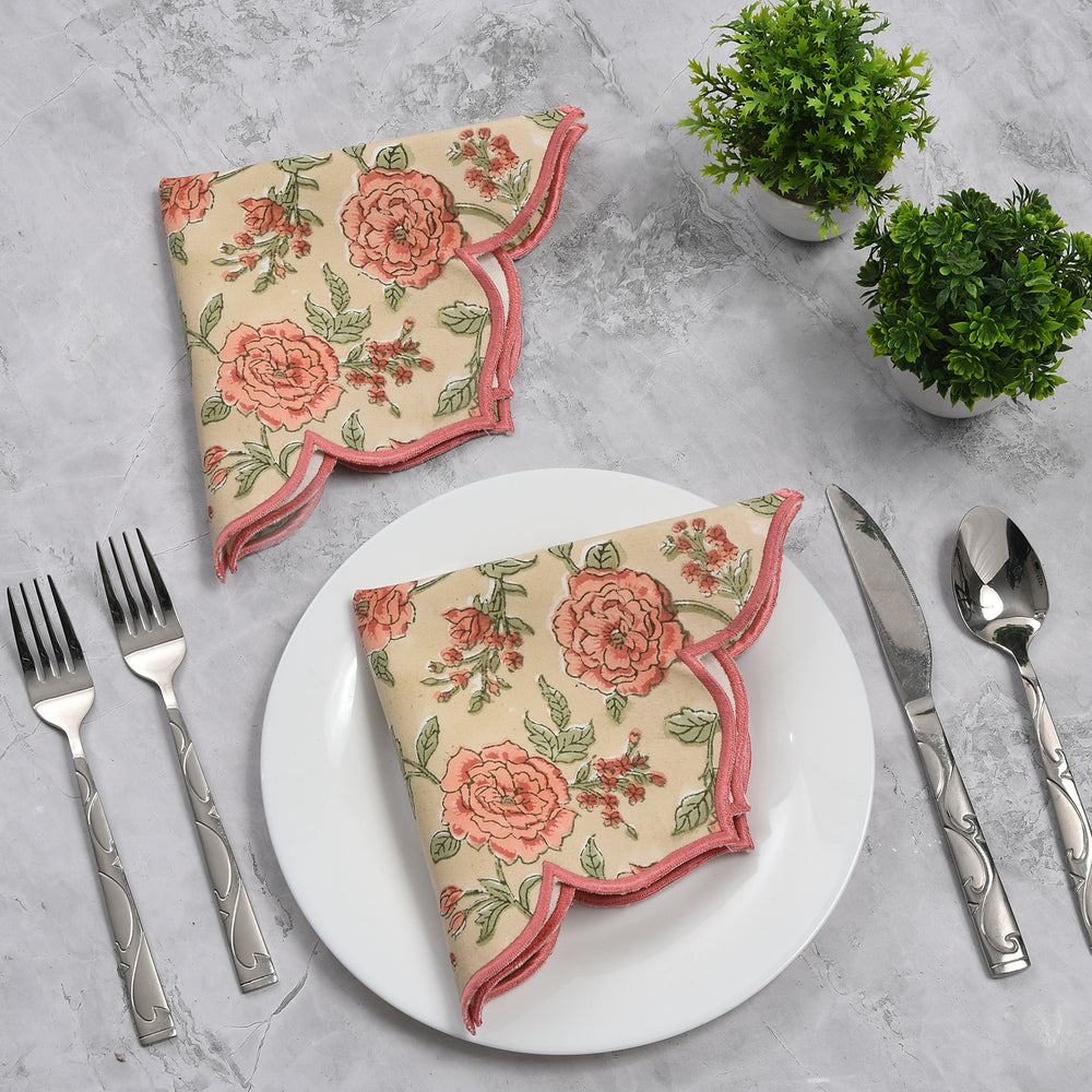 Fire opal cotton placemat styled with rustic tableware