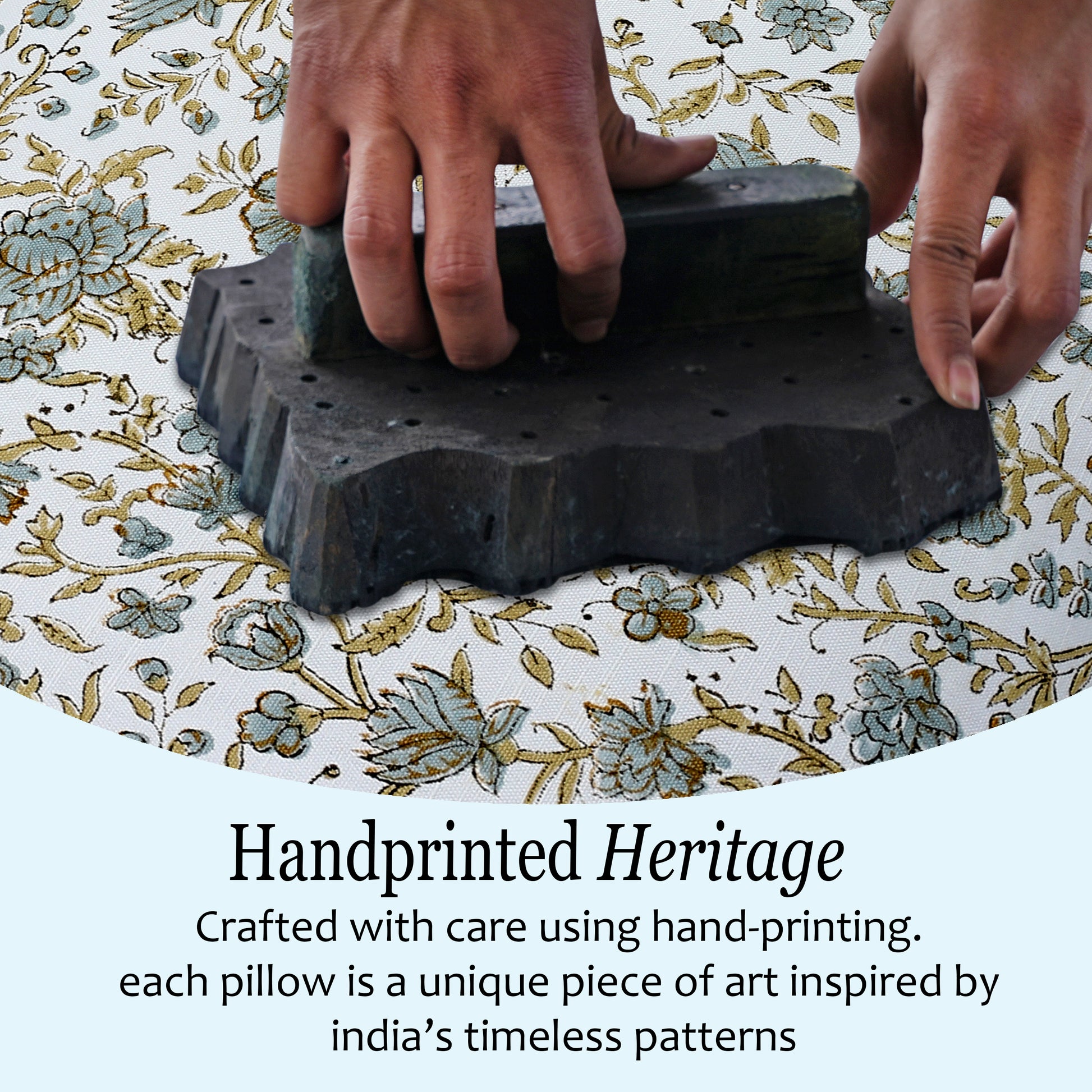 Boho Cotton Pillow Covers - Vintage Garden Blue