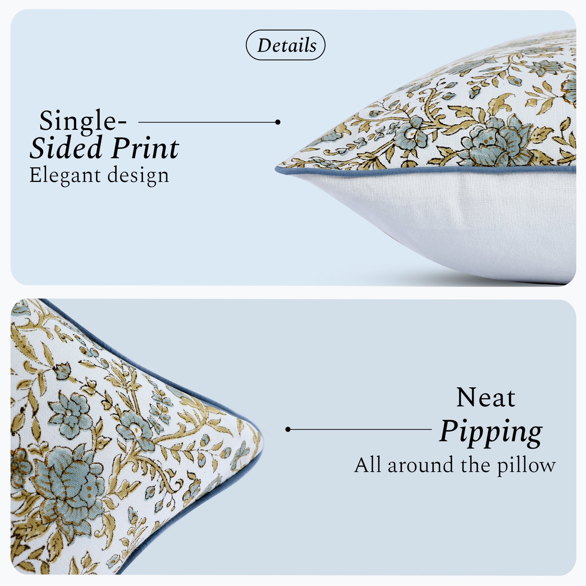 Boho Cotton Pillow Covers - Vintage Garden Blue