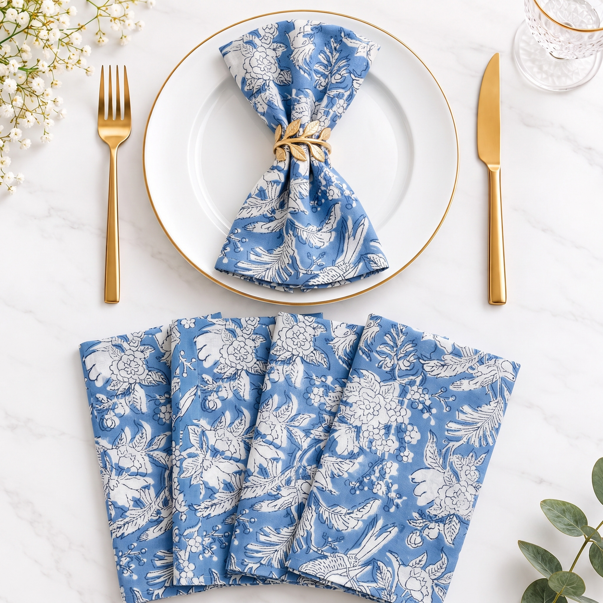 Cotton Cloth Napkins - Blue Sapphire