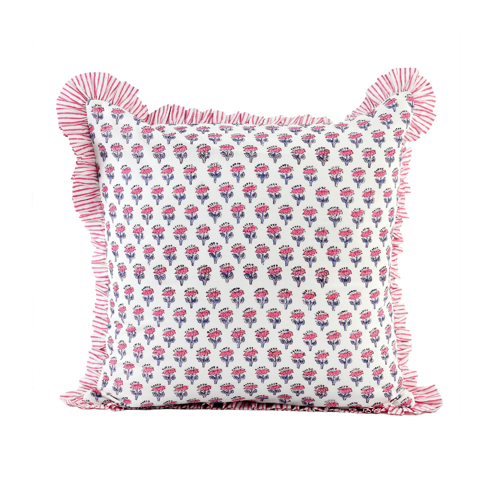 Ruffle Throw Pillow Covers -  Pink Sapphire