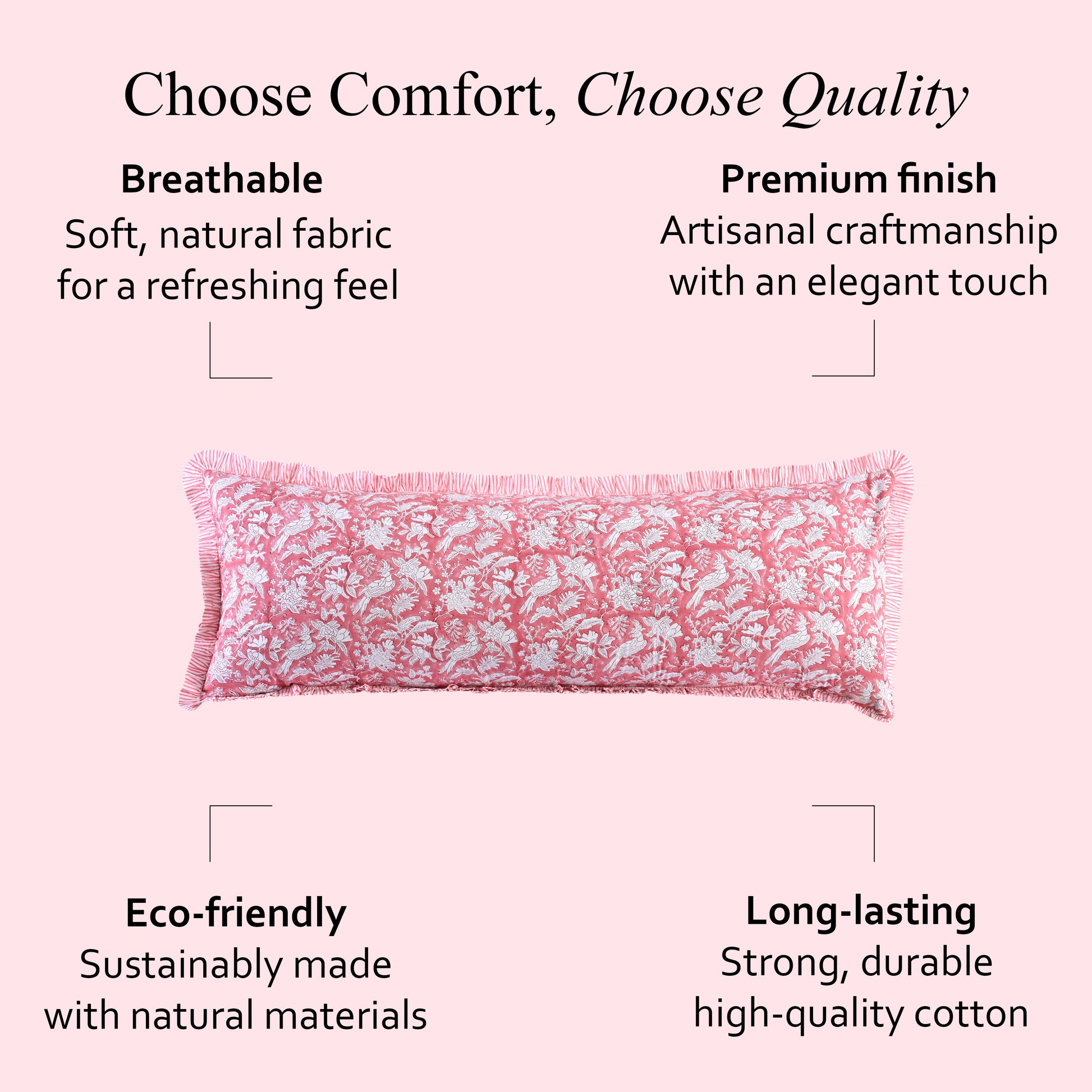 Cotton Ruffle Sham Cover - Coral Pink