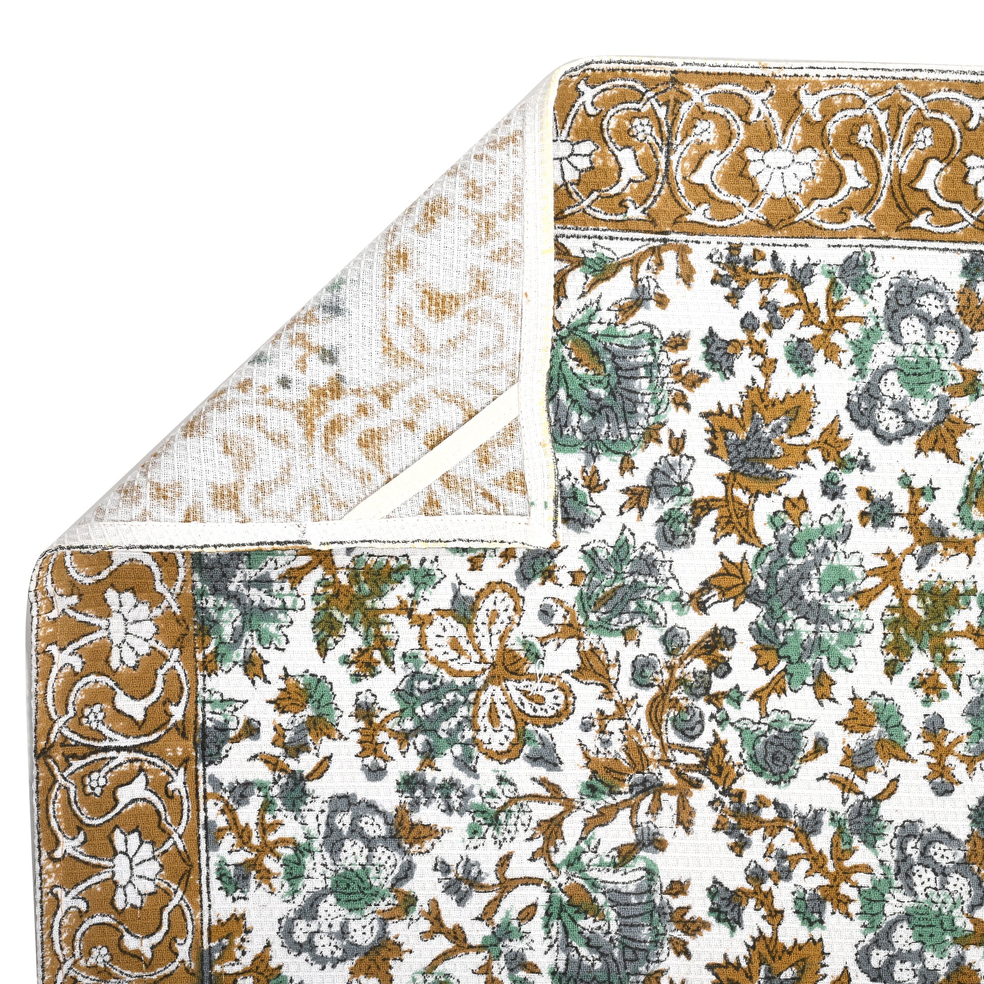 Hand Block Printed Waffle Kitchen Towels – Topaz Blue