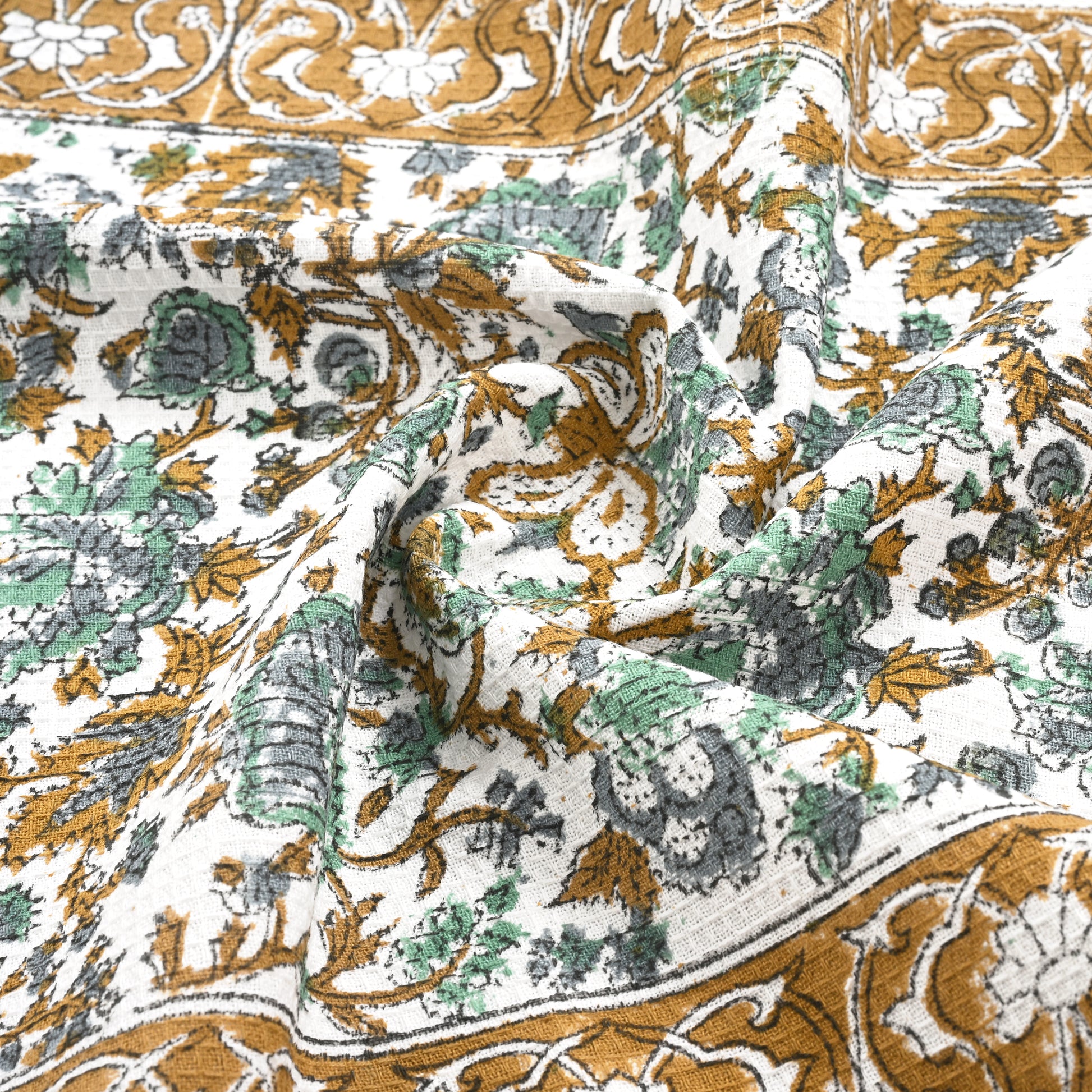 Hand Block Printed Waffle Kitchen Towels – Topaz Blue