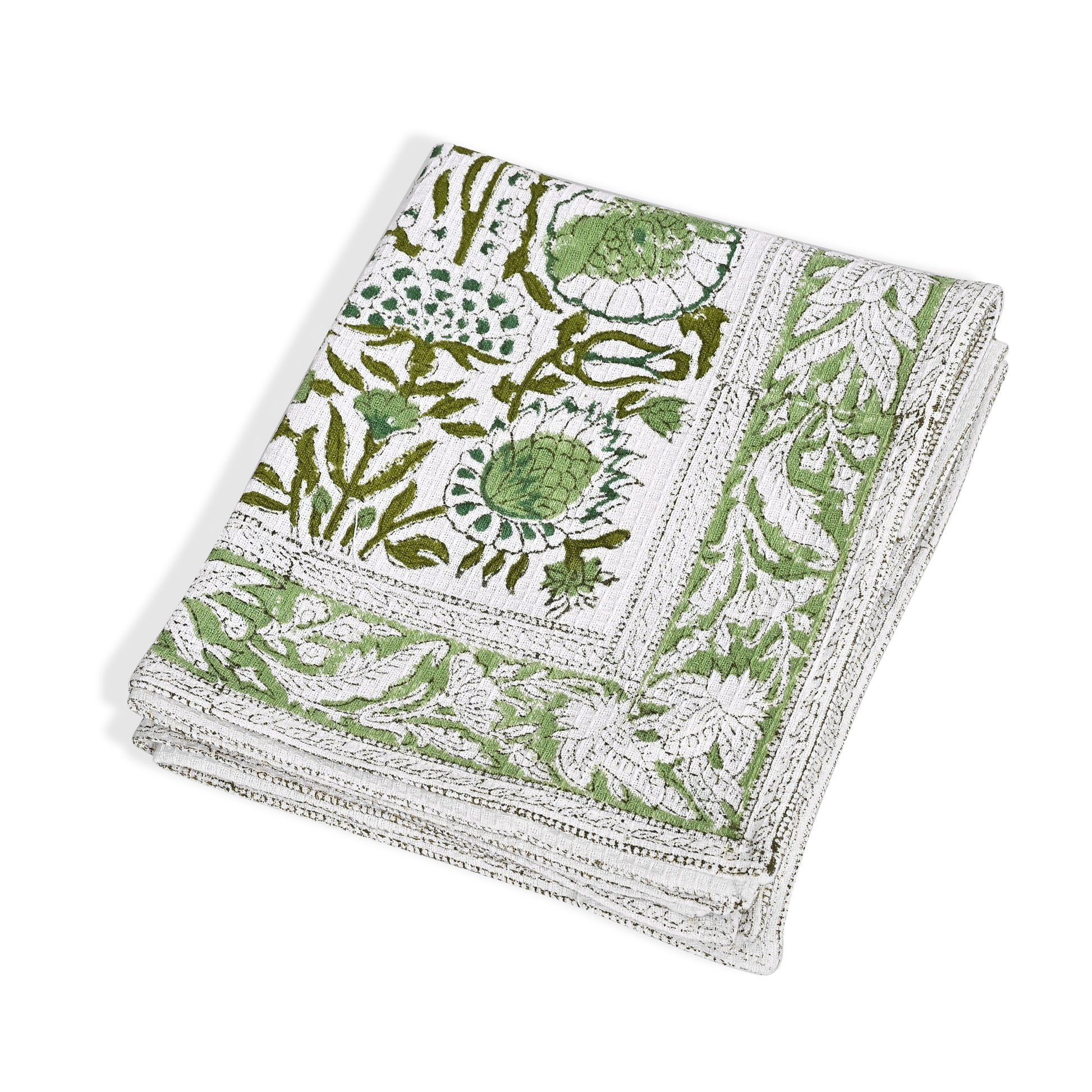 Hand Block Printed Waffle Kitchen Towels – Agate Green