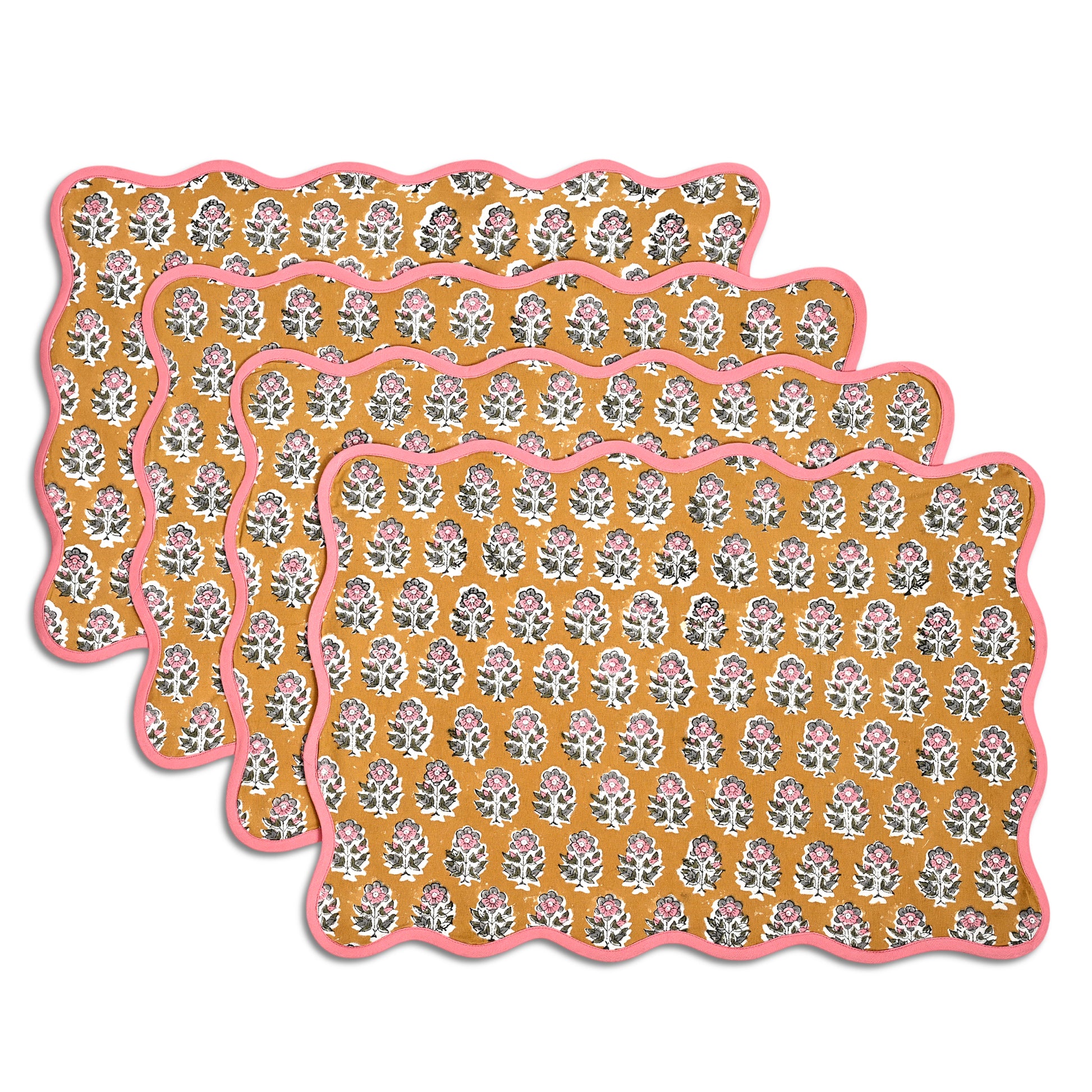 Rectangle 100% Cotton Reversible Placemat Set – Yellow Citrine