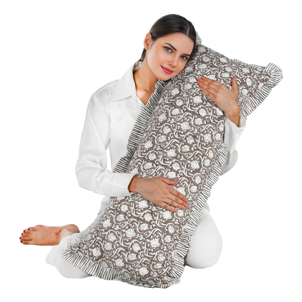 Cotton Ruffle Sham Cover - Mocha Regal