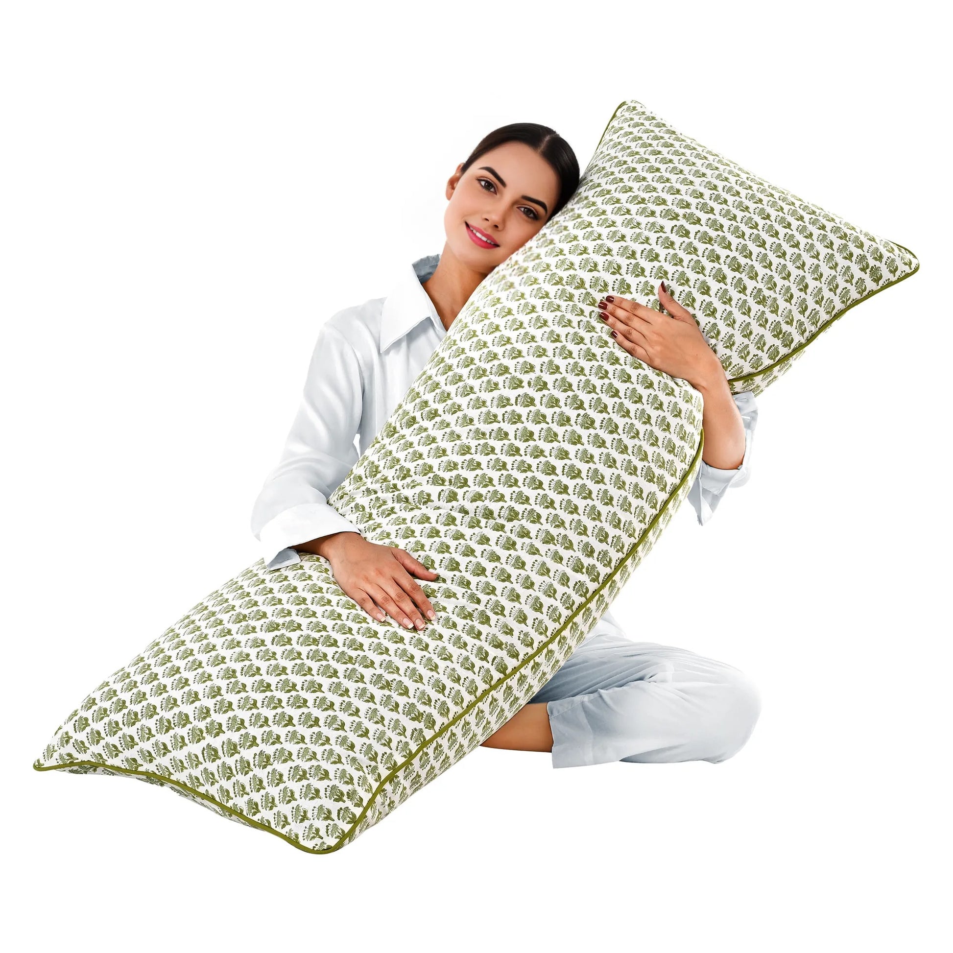 Cotton Piping Sham Cover - Emerald Green