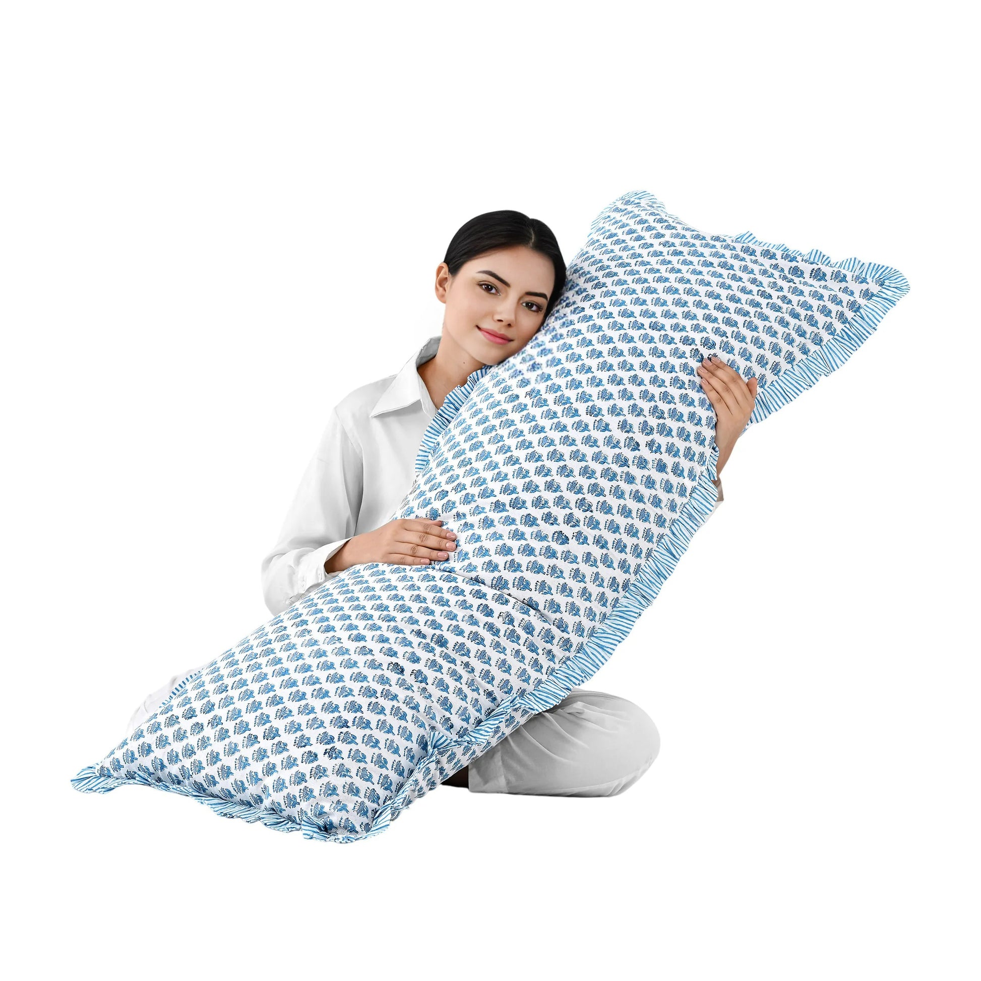 Cotton Ruffle Sham Cover - Apatite Blue