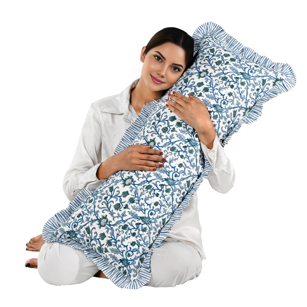 Cotton Ruffle Sham Cover - Ocean Vine