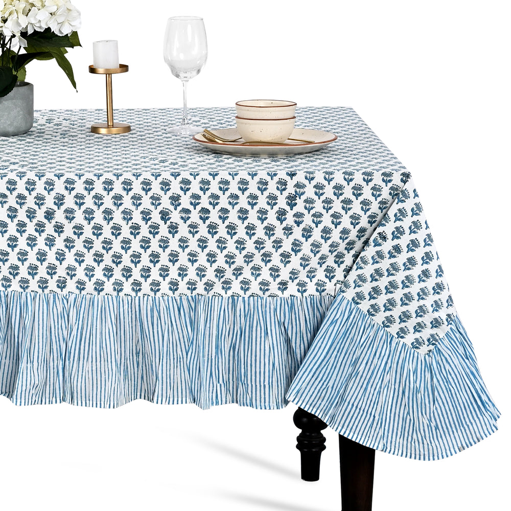 Ruffle Tablecloth - Apatite Blue