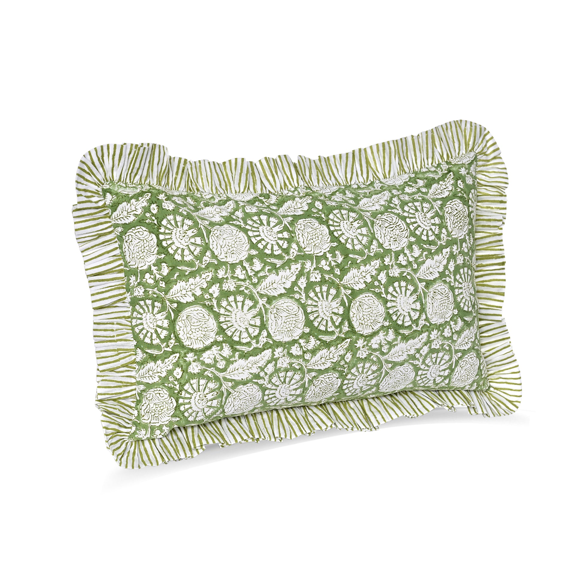 Ruffle Throw Pillow Covers -  Olive Bloom