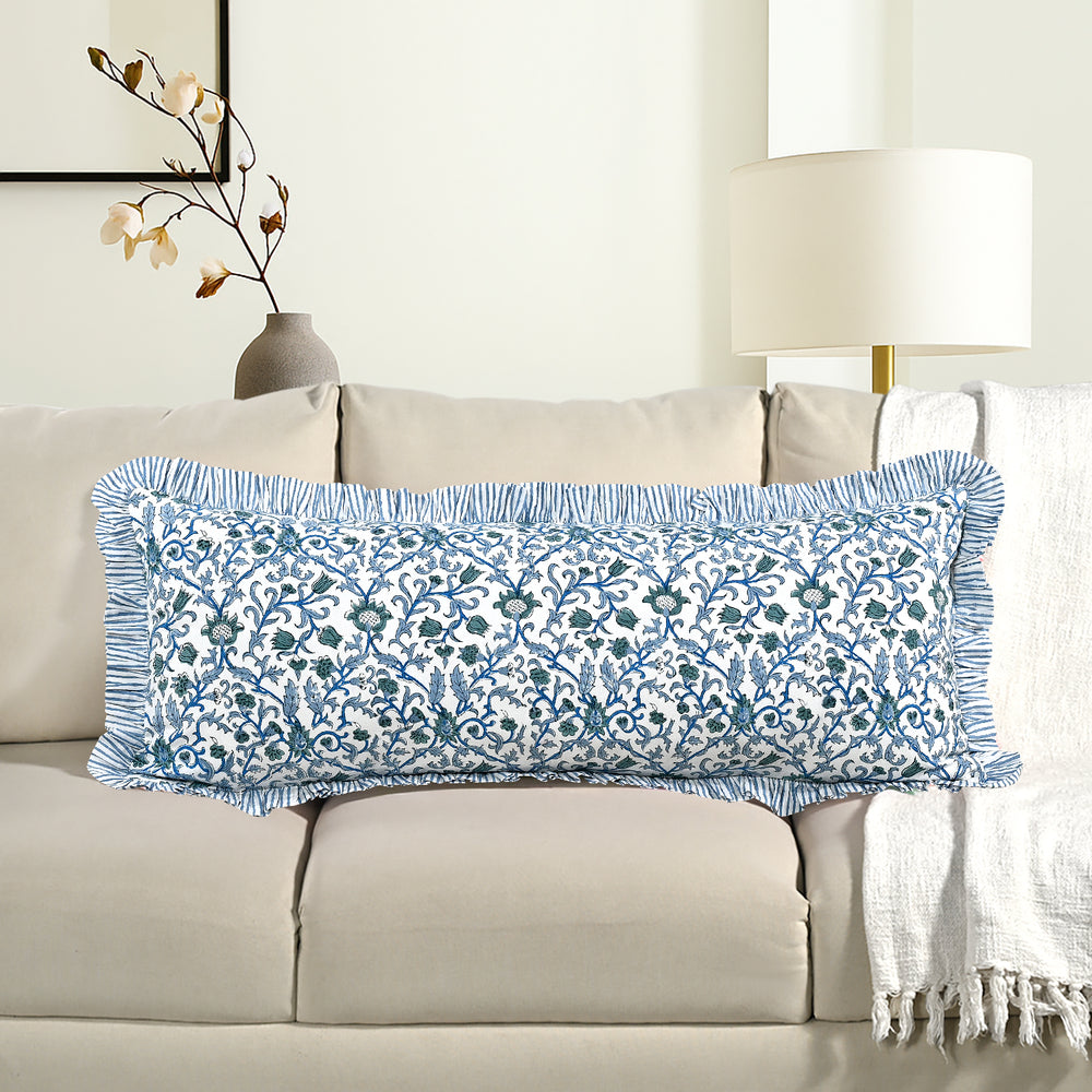 Cotton Ruffle Sham Cover - Ocean Vine