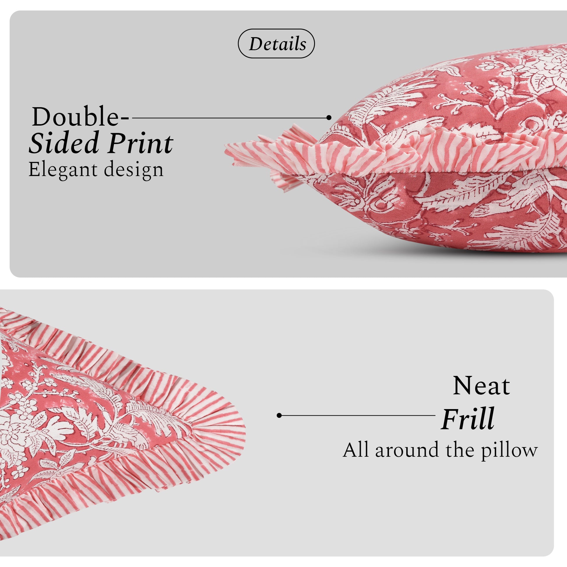 Cotton Ruffle Sham Cover - Coral Pink