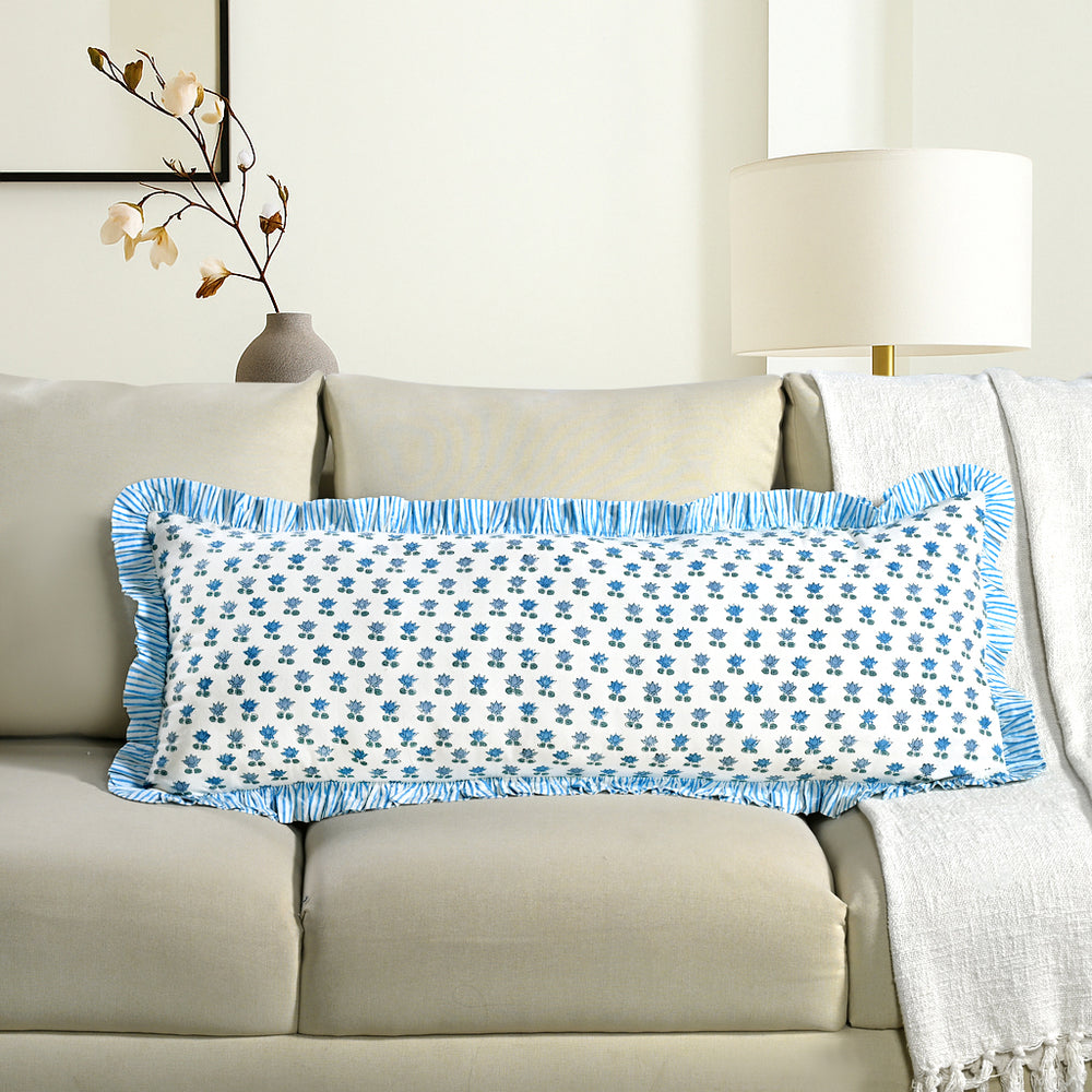 Cotton Ruffle Sham Cover - Arctic Blue