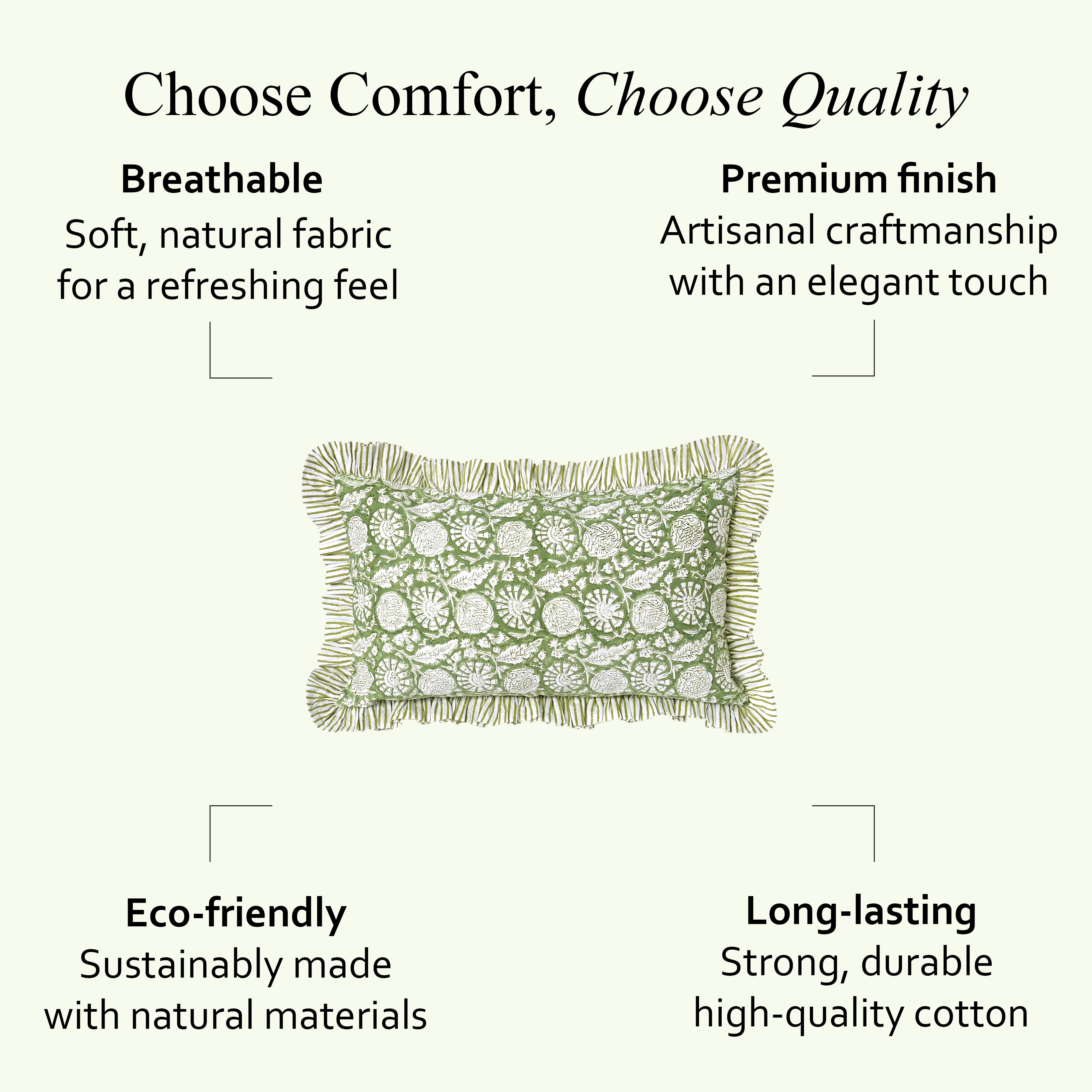 Ruffle Throw Pillow Covers -  Olive Bloom