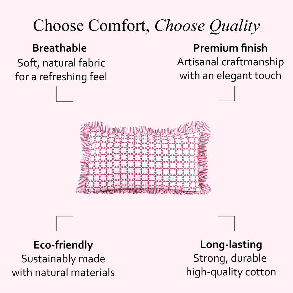 Cotton Ruffle Sham Cover - Magenta Pink