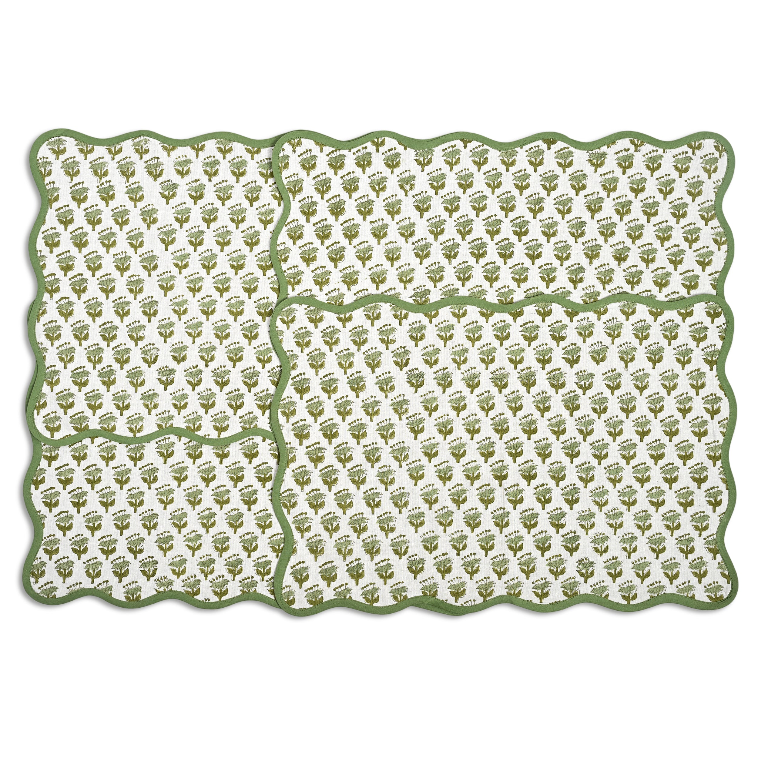 Rectangle 100% Cotton Reversible Placemat Set – Emerald Green