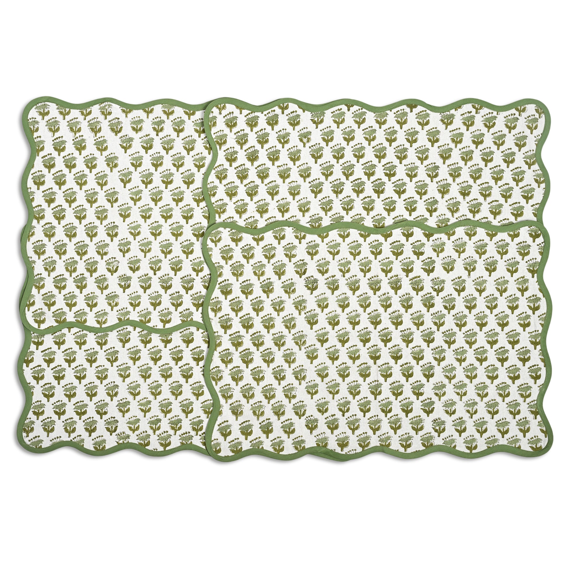 Rectangle 100% Cotton Reversible Placemat Set – Emerald Green