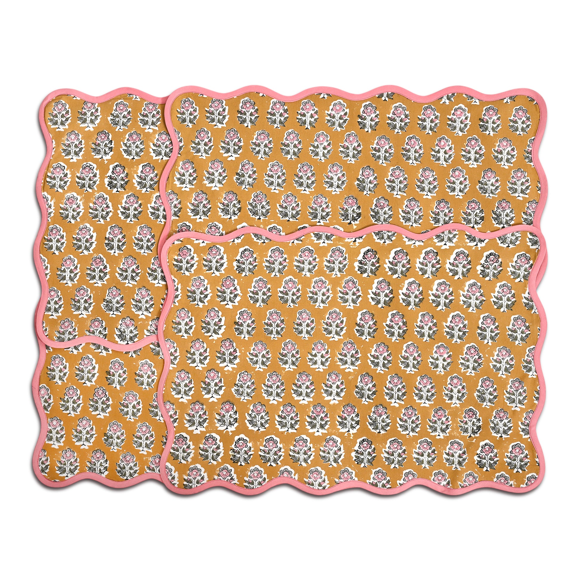 Rectangle 100% Cotton Reversible Placemat Set – Yellow Citrine