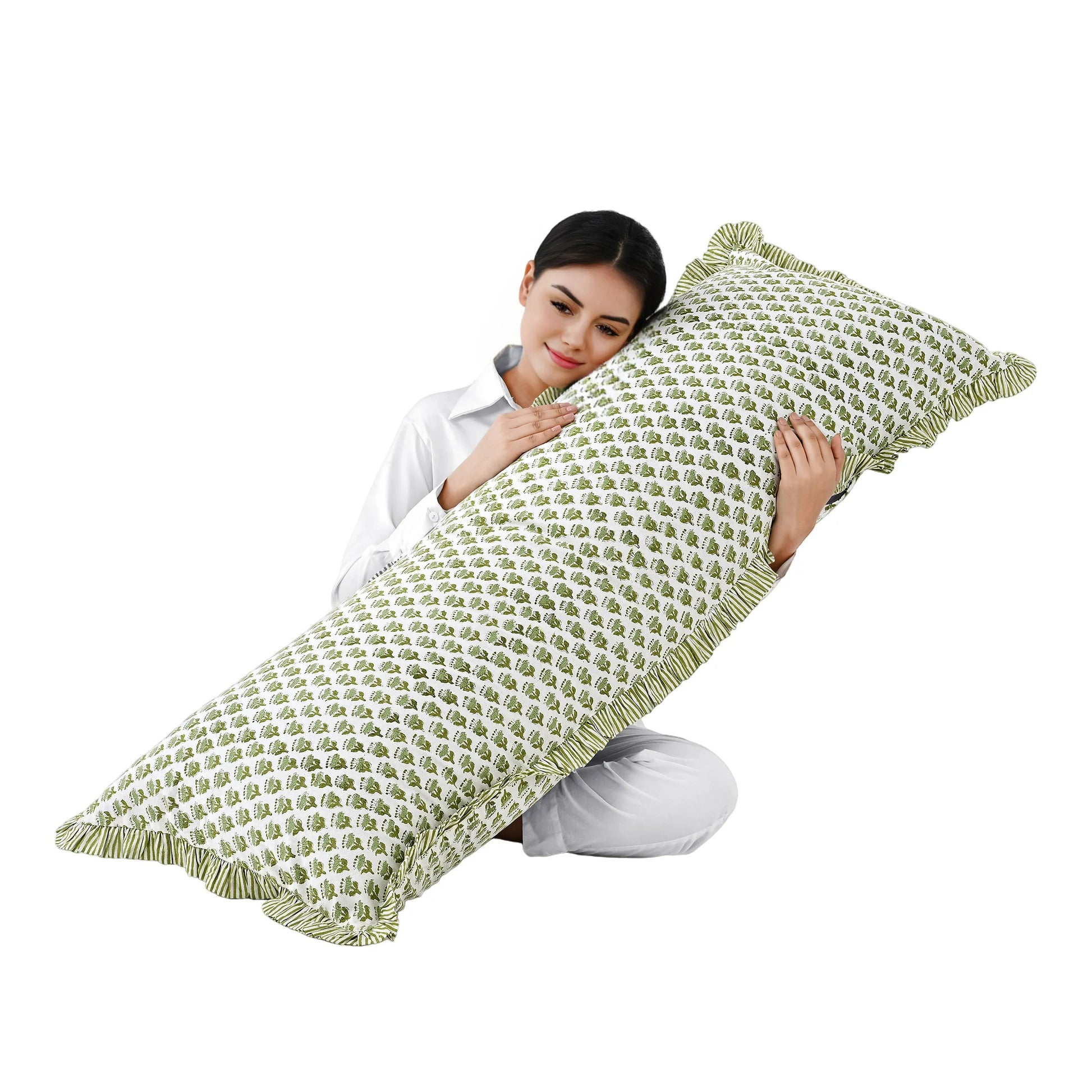 Cotton Ruffle Sham Cover - Emerald Green