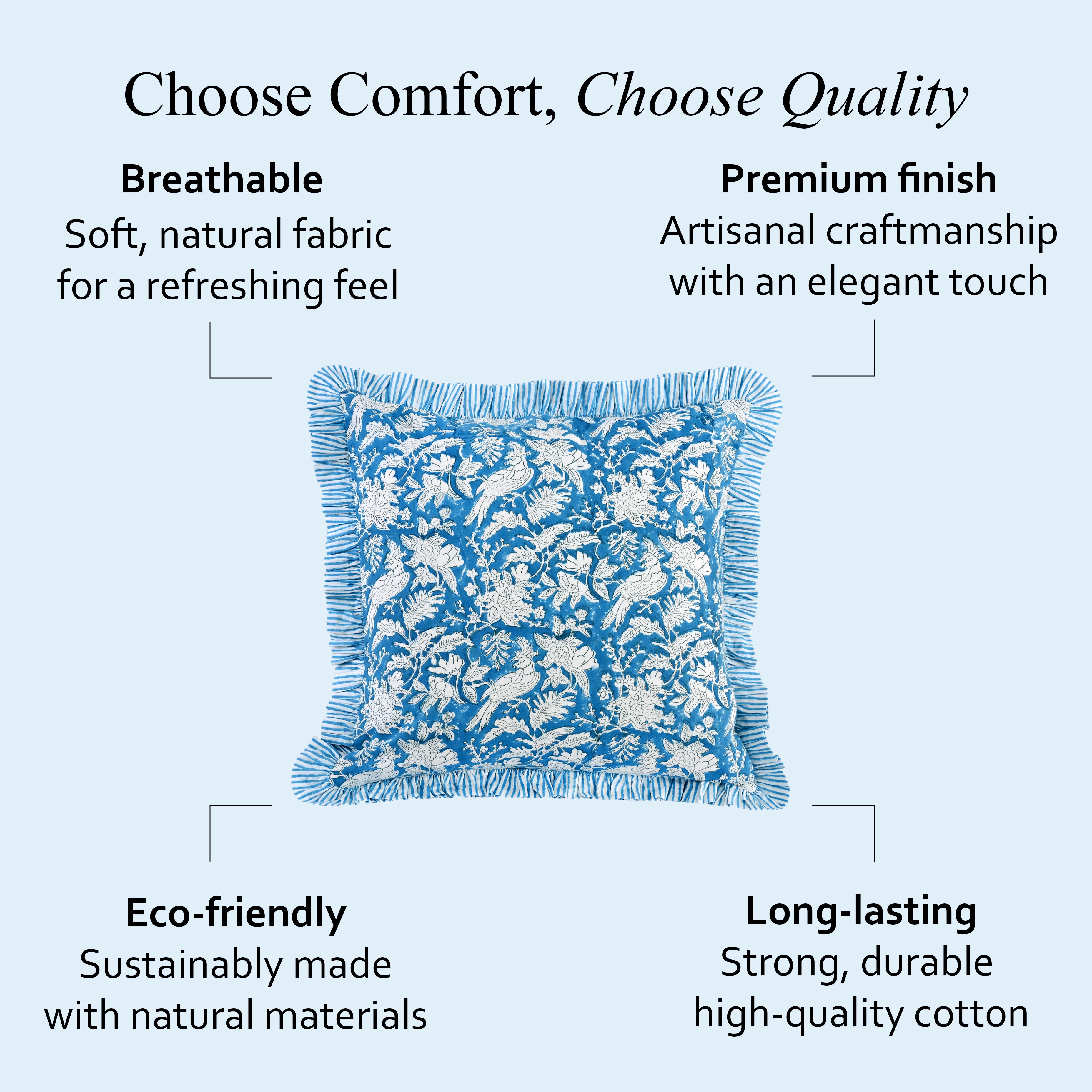 Ruffle Throw Pillow Covers - Blue Sapphire