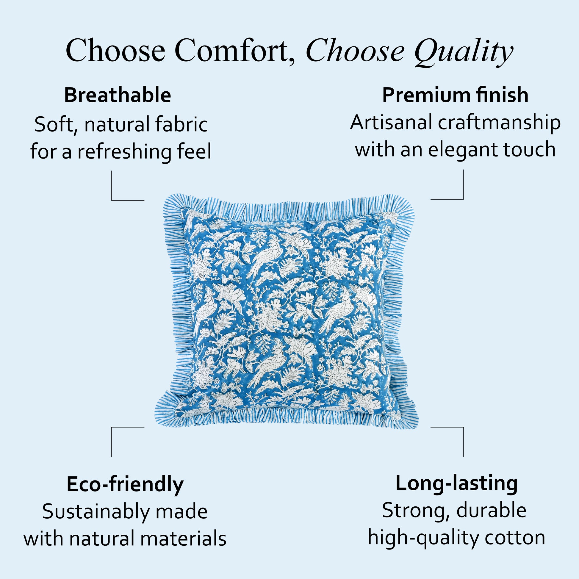 Ruffle Throw Pillow Covers - Blue Sapphire