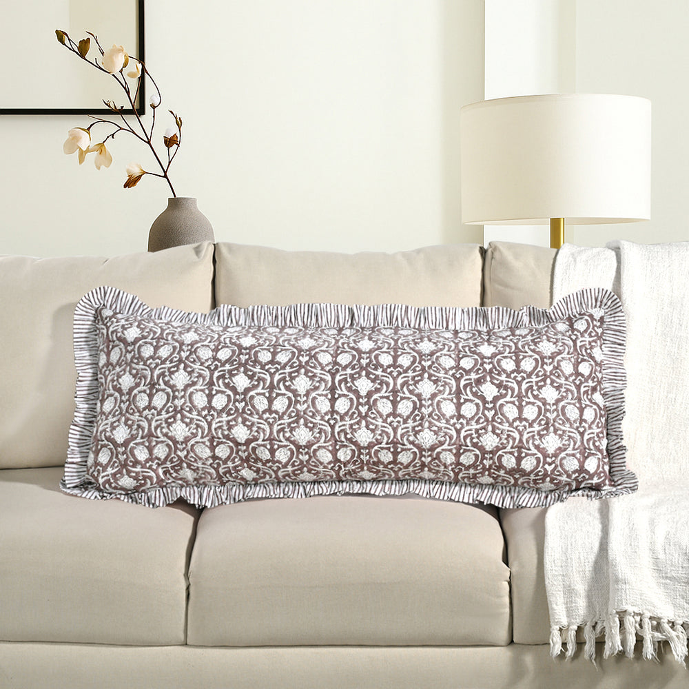 Cotton Ruffle Sham Cover - Mocha Regal