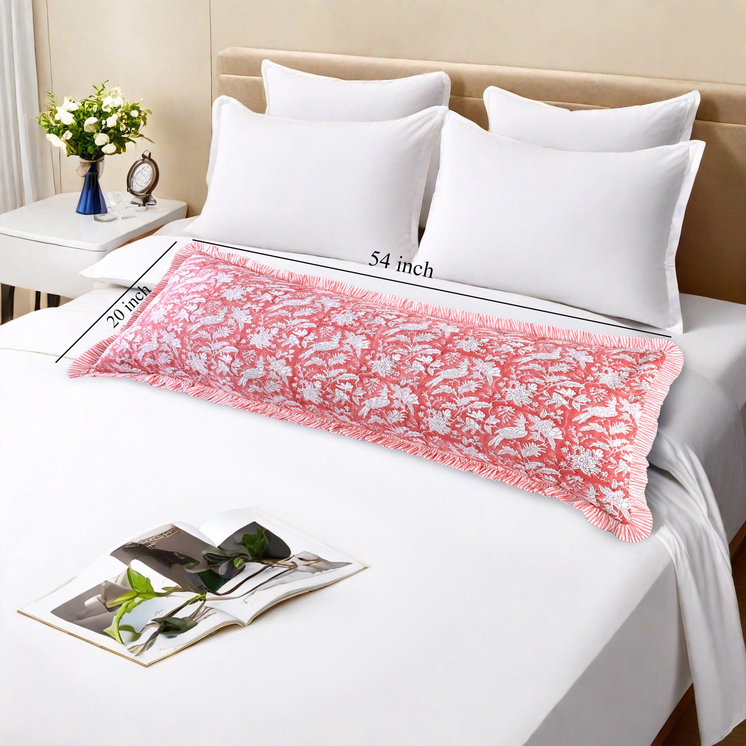 Cotton Ruffle Sham Cover - Coral Pink