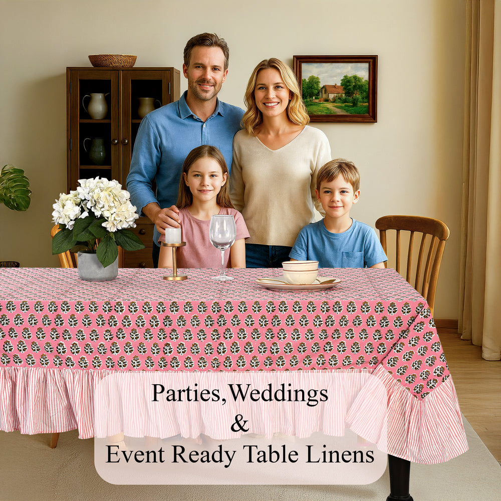 Ruffle Tablecloth - Poppy Pink