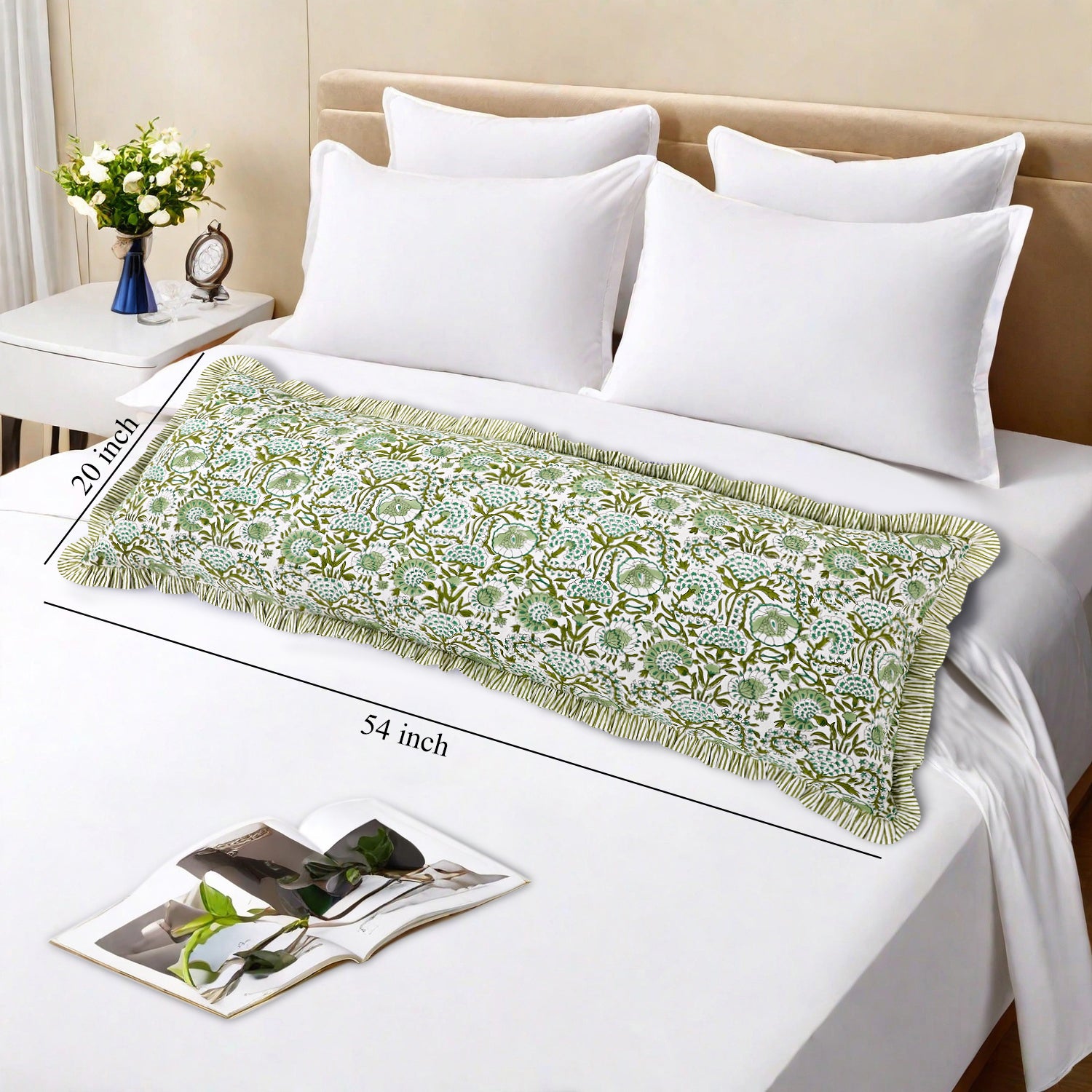 Cotton Ruffle Sham Cover - Agate Green