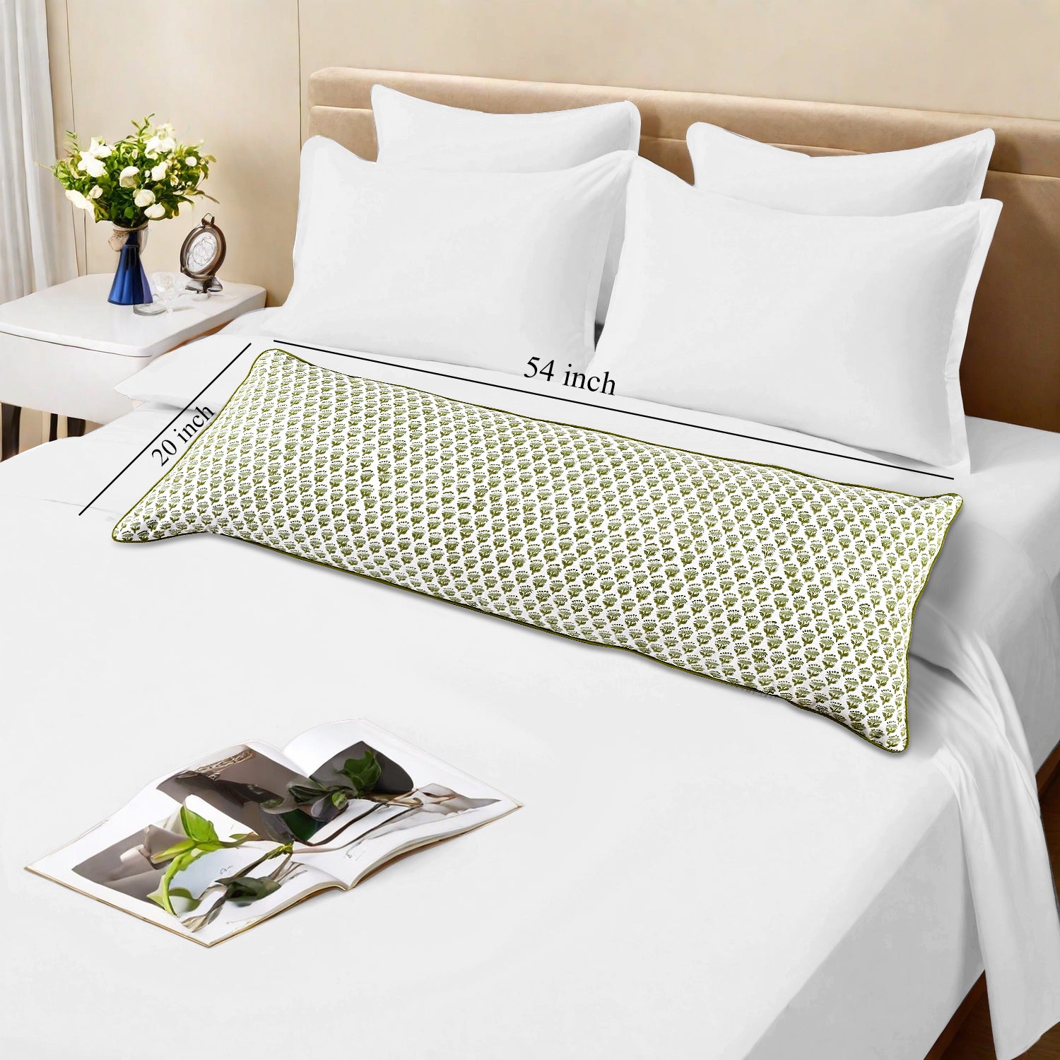 Cotton Piping Sham Cover - Emerald Green