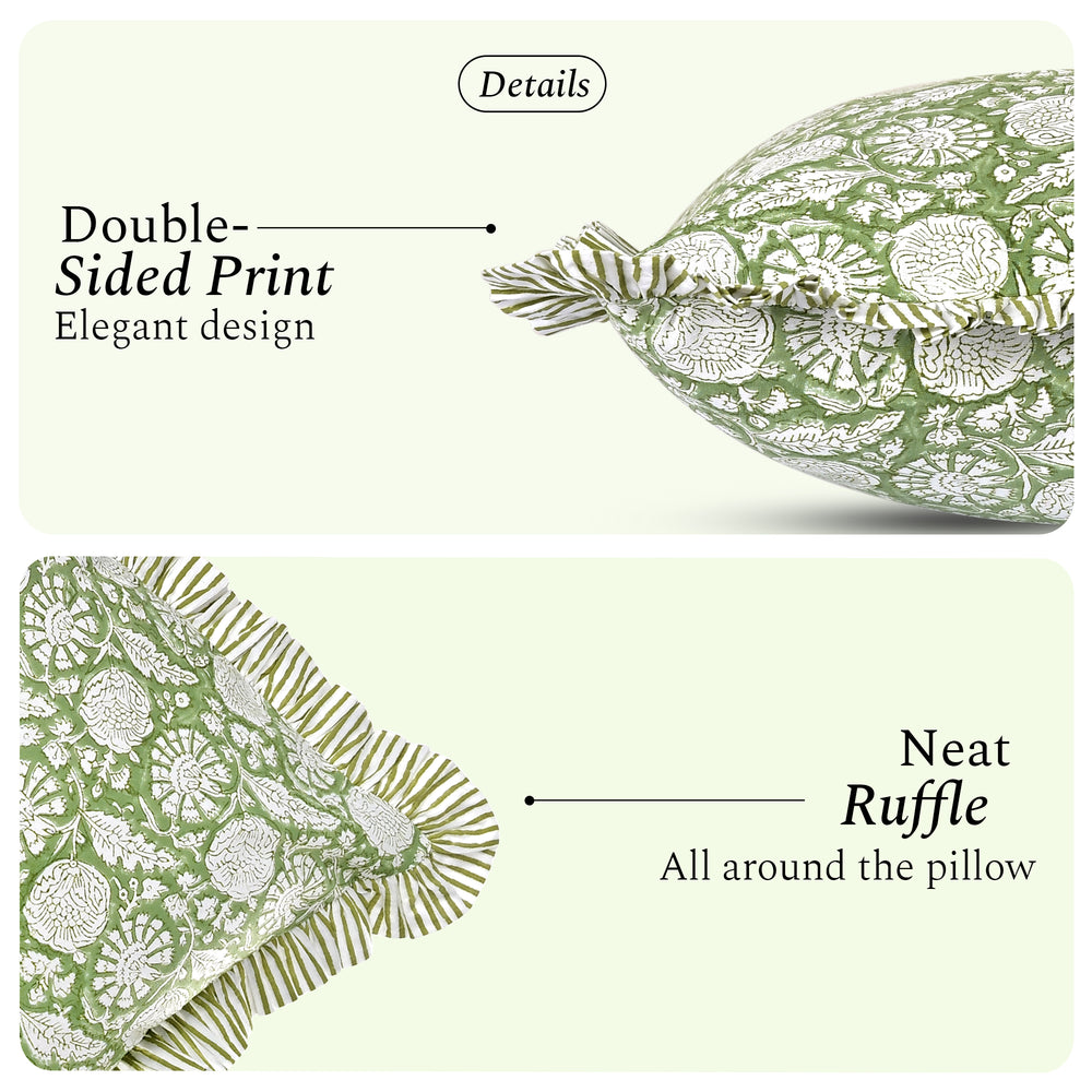 Ruffle Throw Pillow Covers -  Olive Bloom