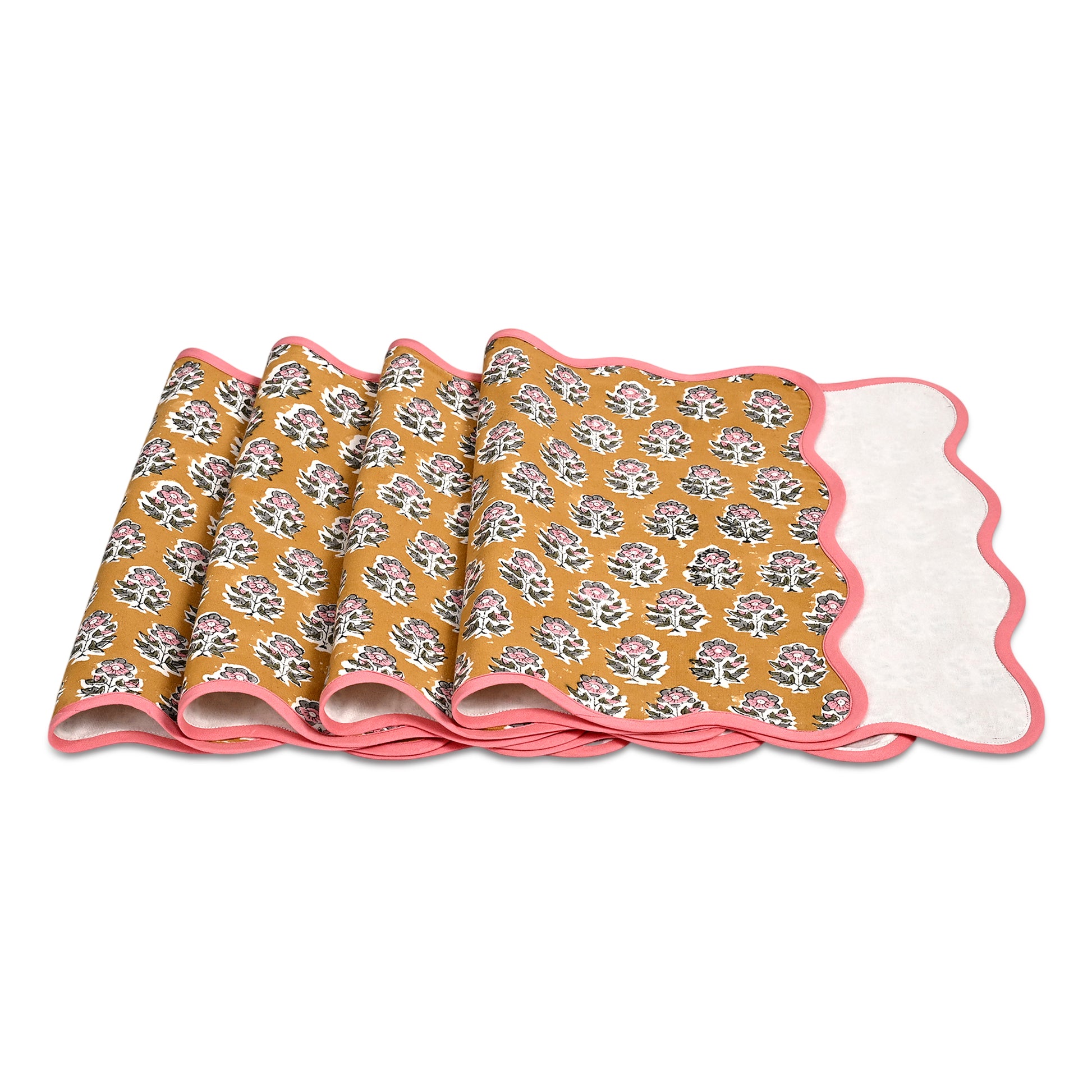 Rectangle 100% Cotton Reversible Placemat Set – Yellow Citrine