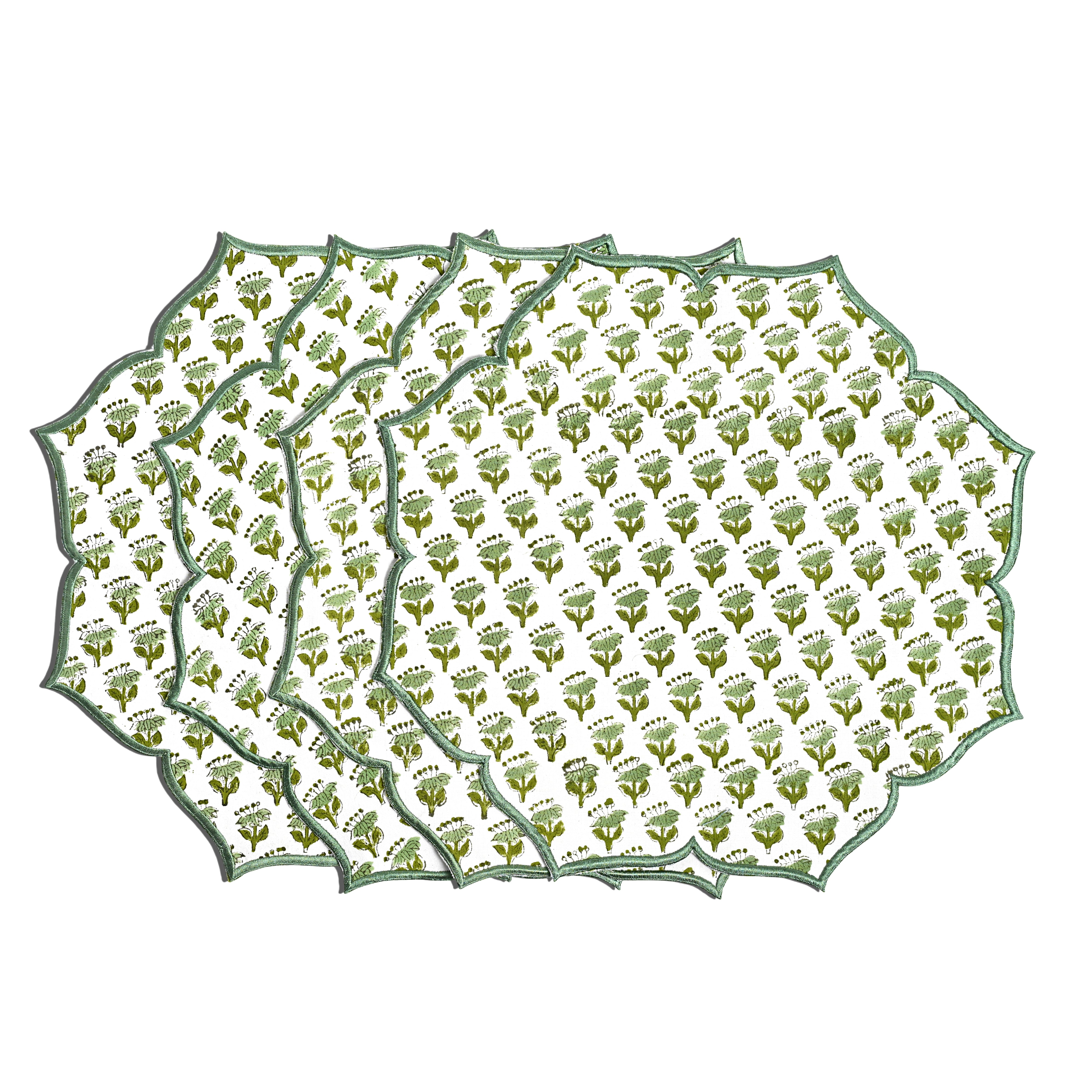 set of 4 Rich emerald green placemat for luxurious tables