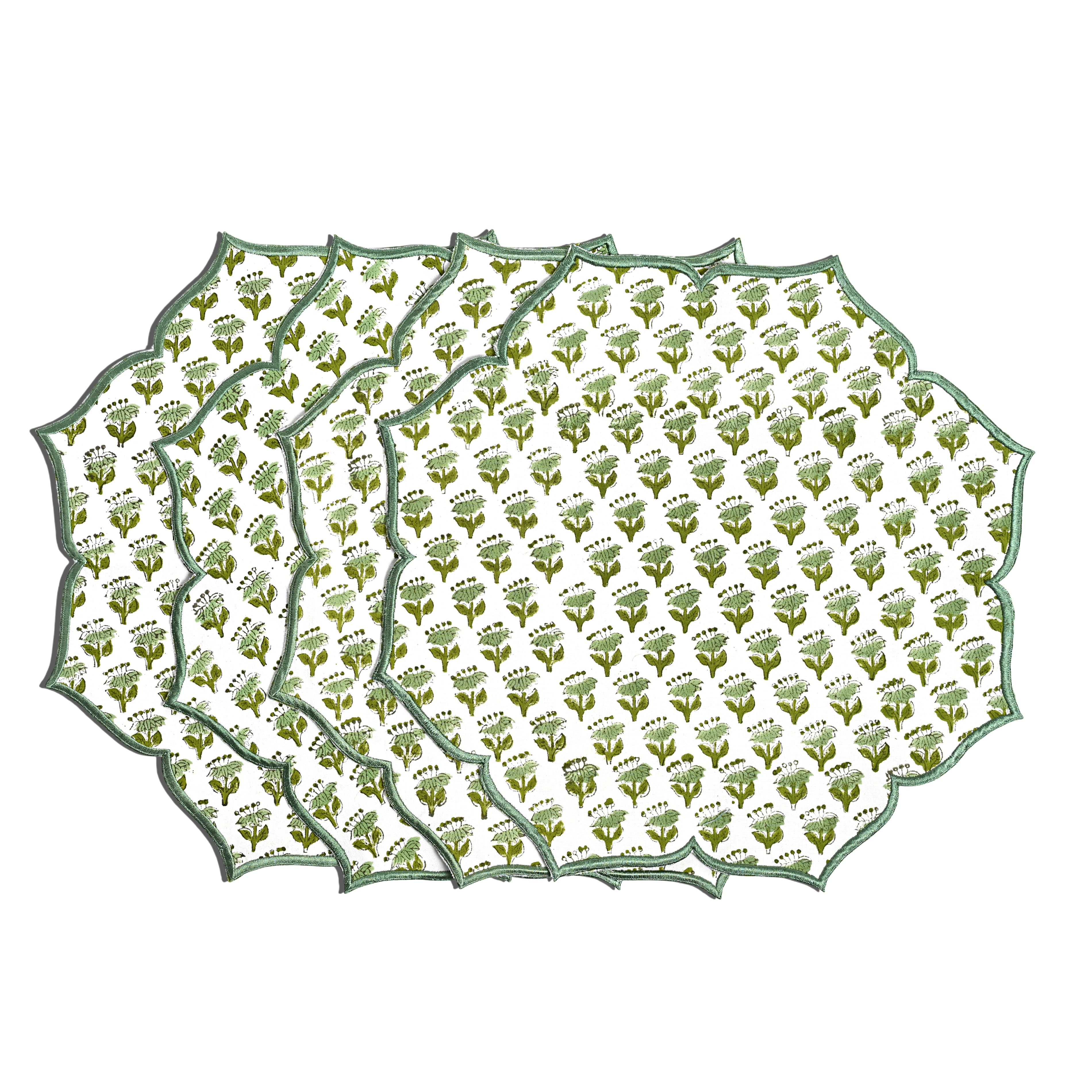 set of 4 Rich emerald green placemat for luxurious tables