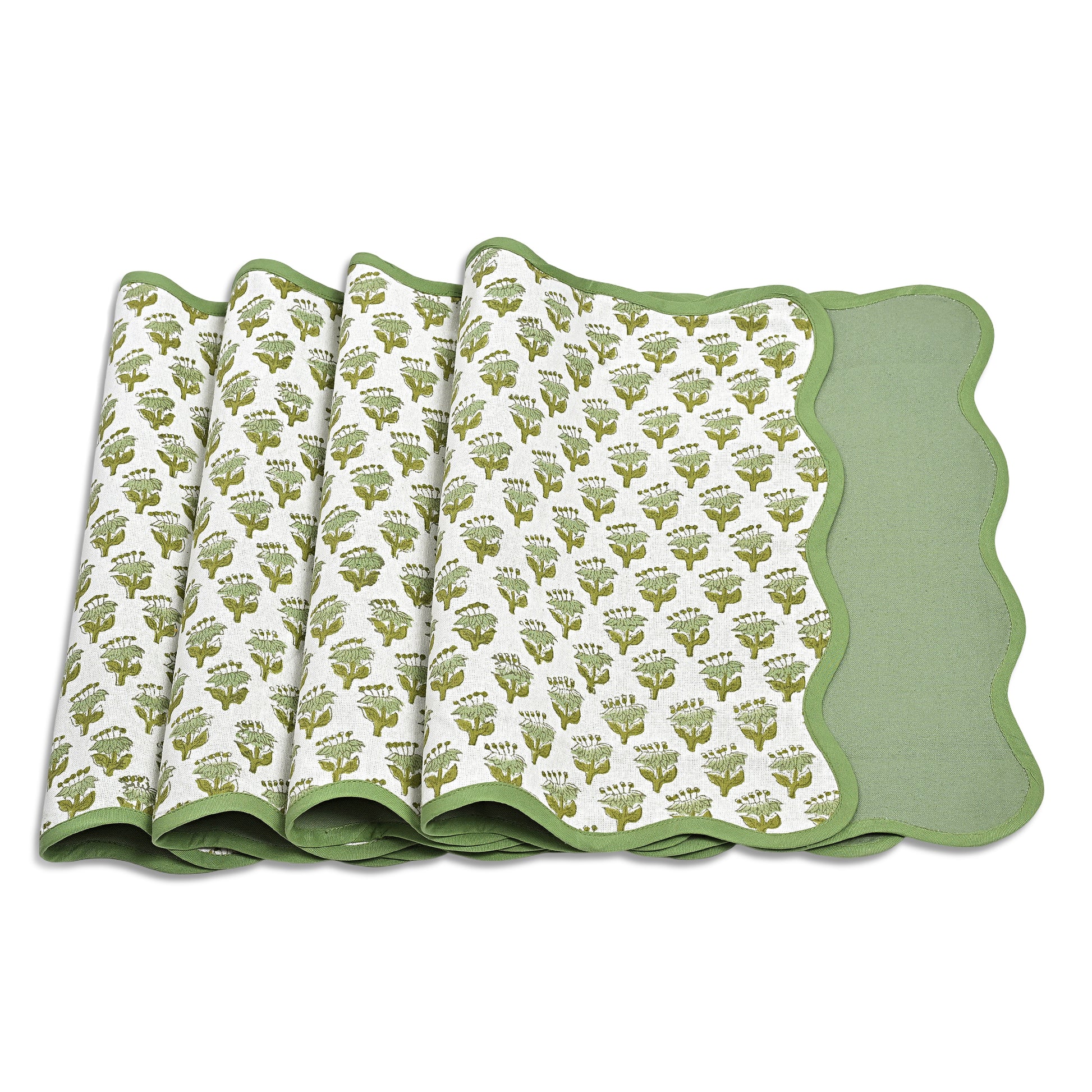 Rectangle 100% Cotton Reversible Placemat Set – Emerald Green