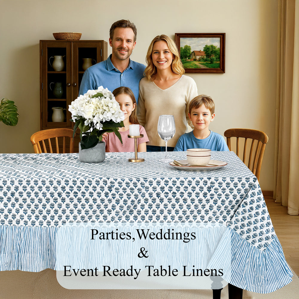 Ruffle Tablecloth - Apatite Blue