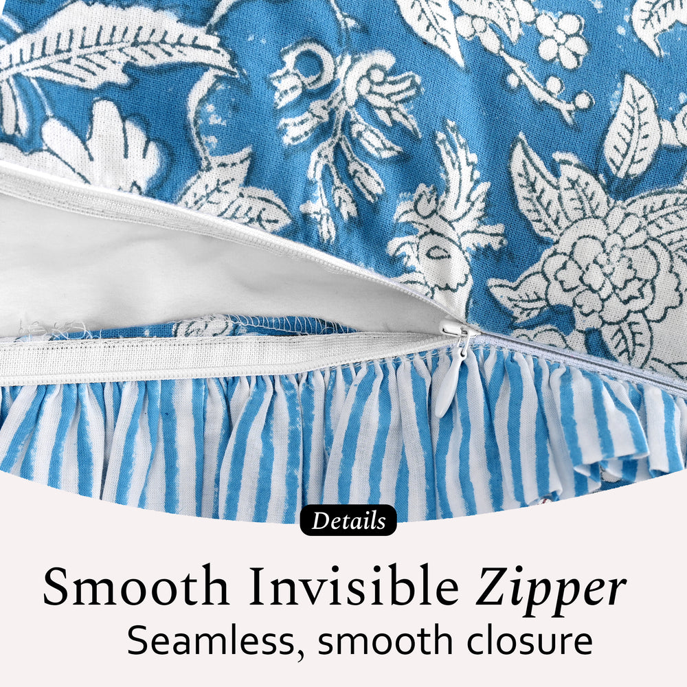 Ruffle Throw Pillow Covers - Blue Sapphire