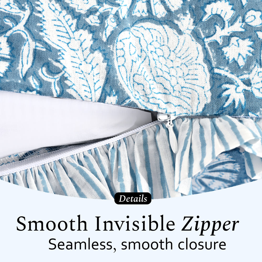 Ruffle Pillow Cover - Blue Meadow