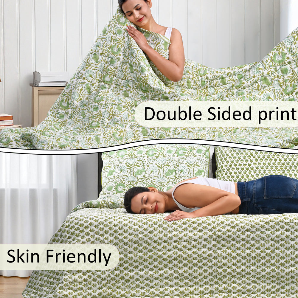 Quilt - Agate Green & Emerald Green Reversible