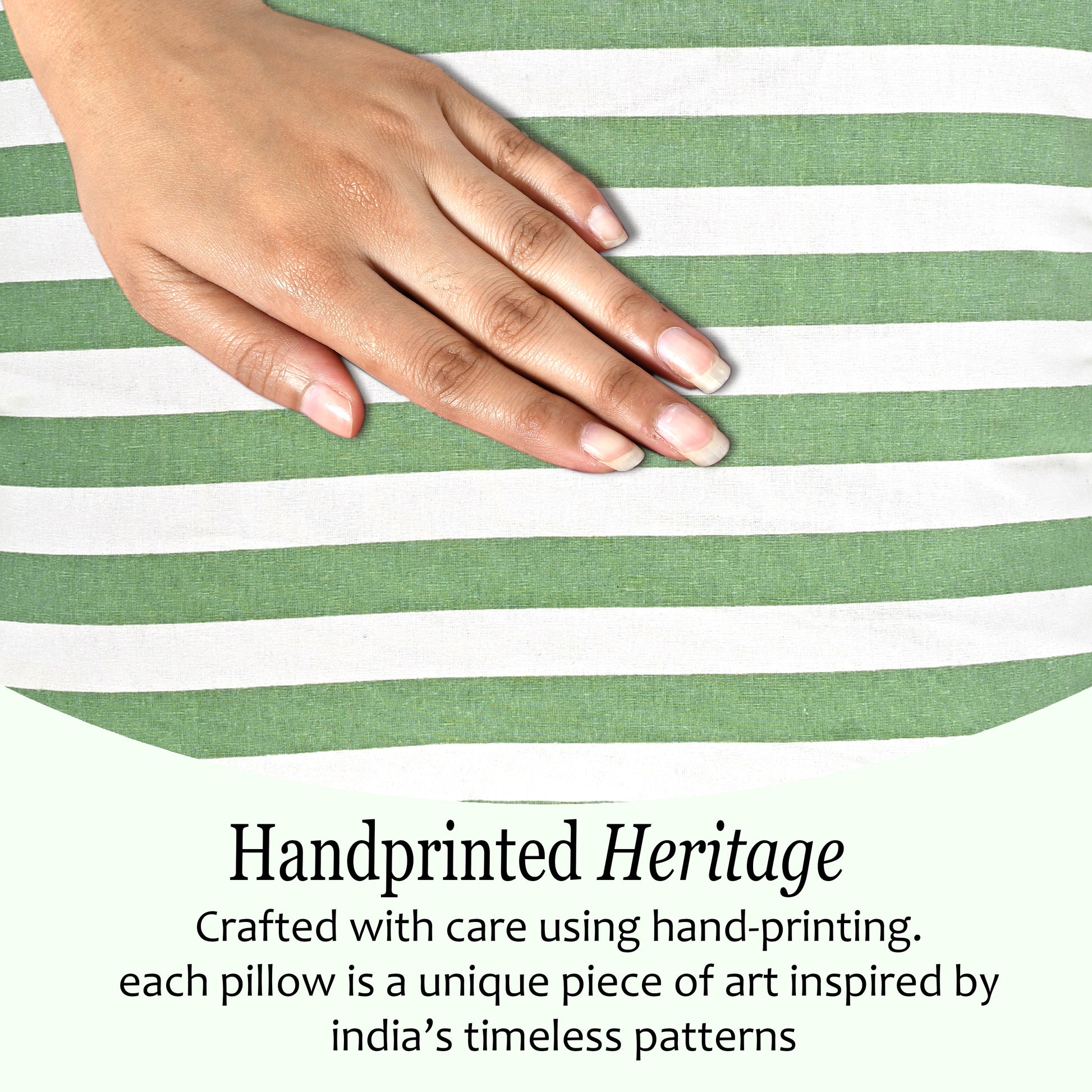 Green Striped Cotton Ruffle Sham Cover