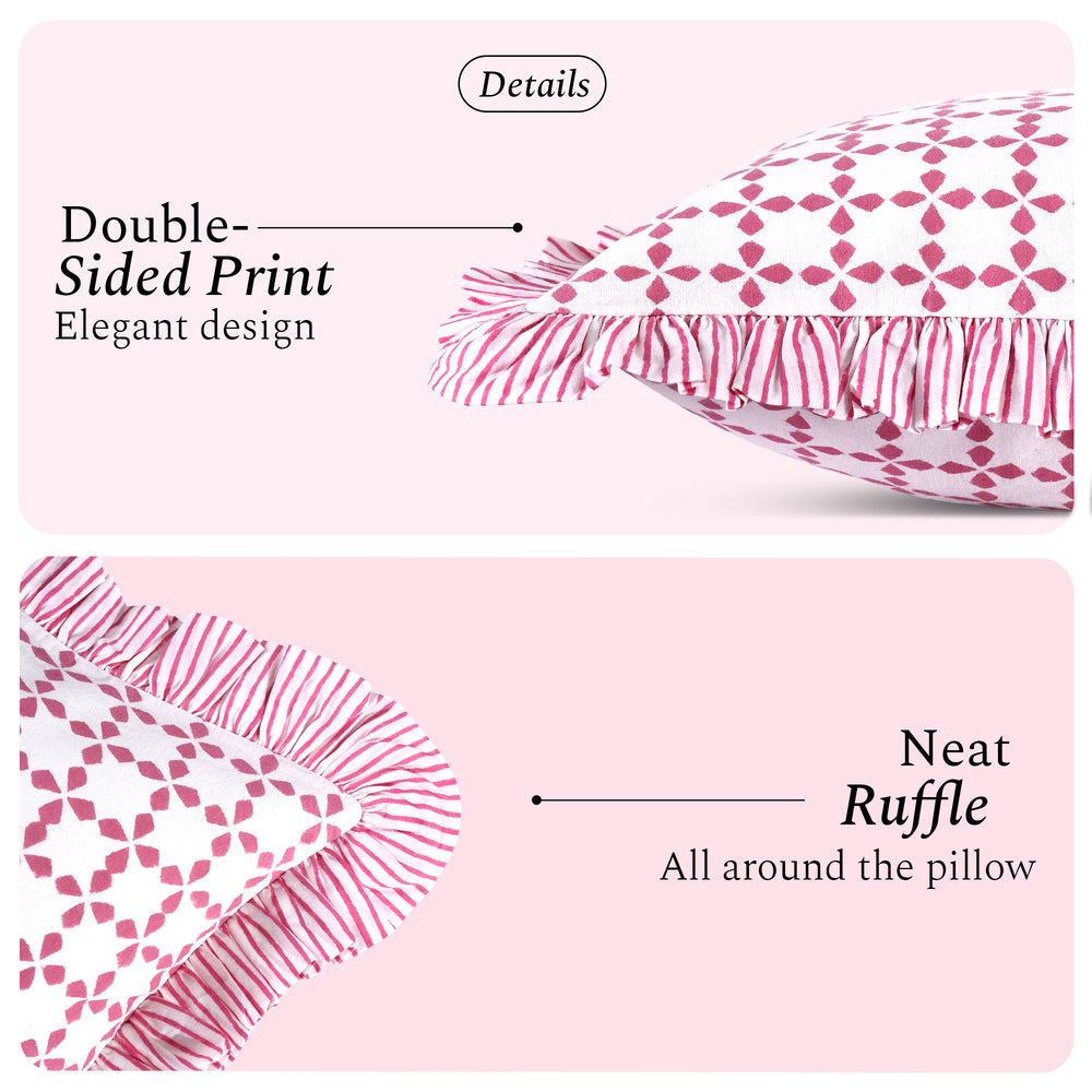 Cotton Ruffle Sham Cover - Magenta Pink
