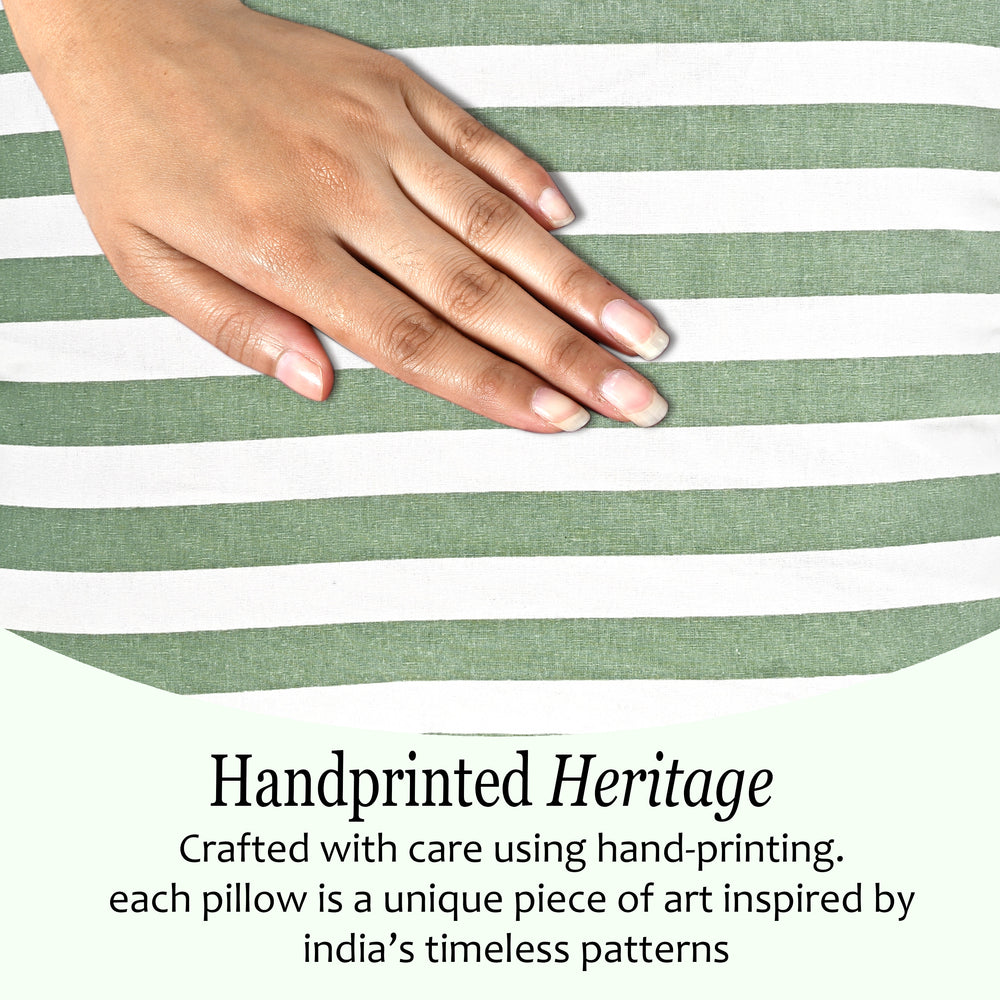 Green Striped Ruffle Throw Pillow Covers