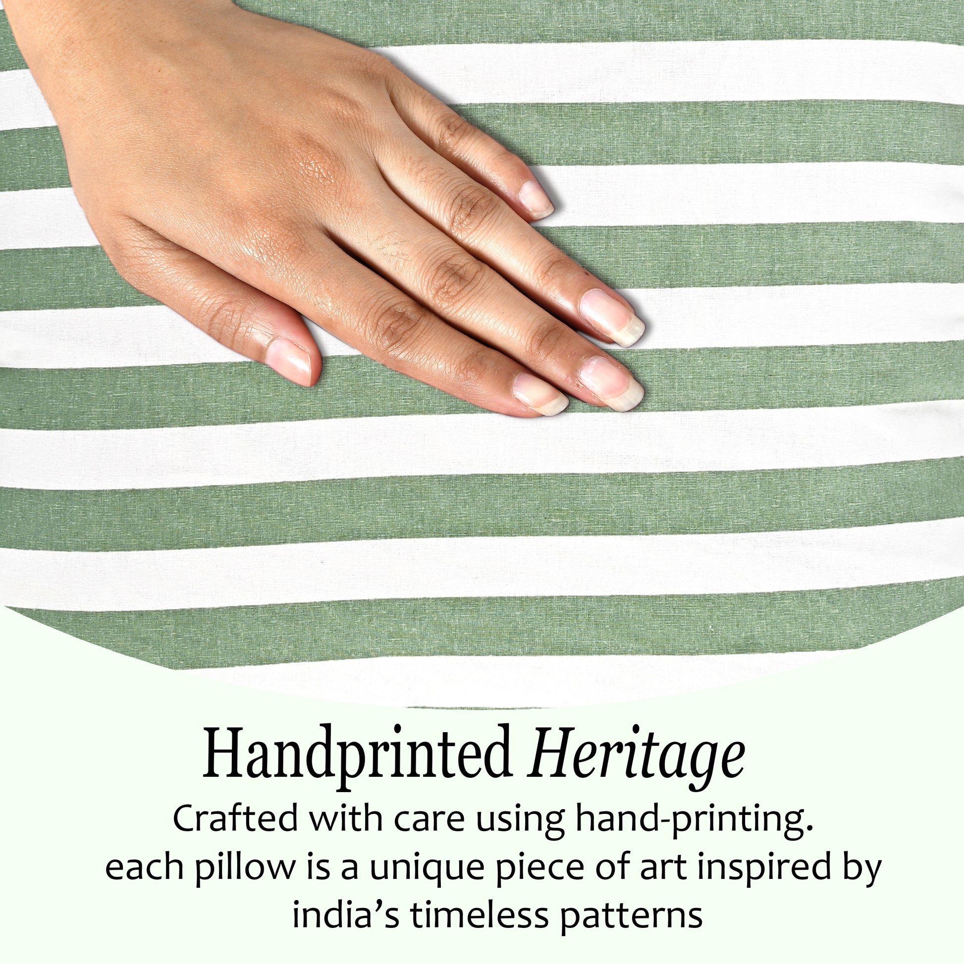 Green Striped Ruffle Throw Pillow Covers