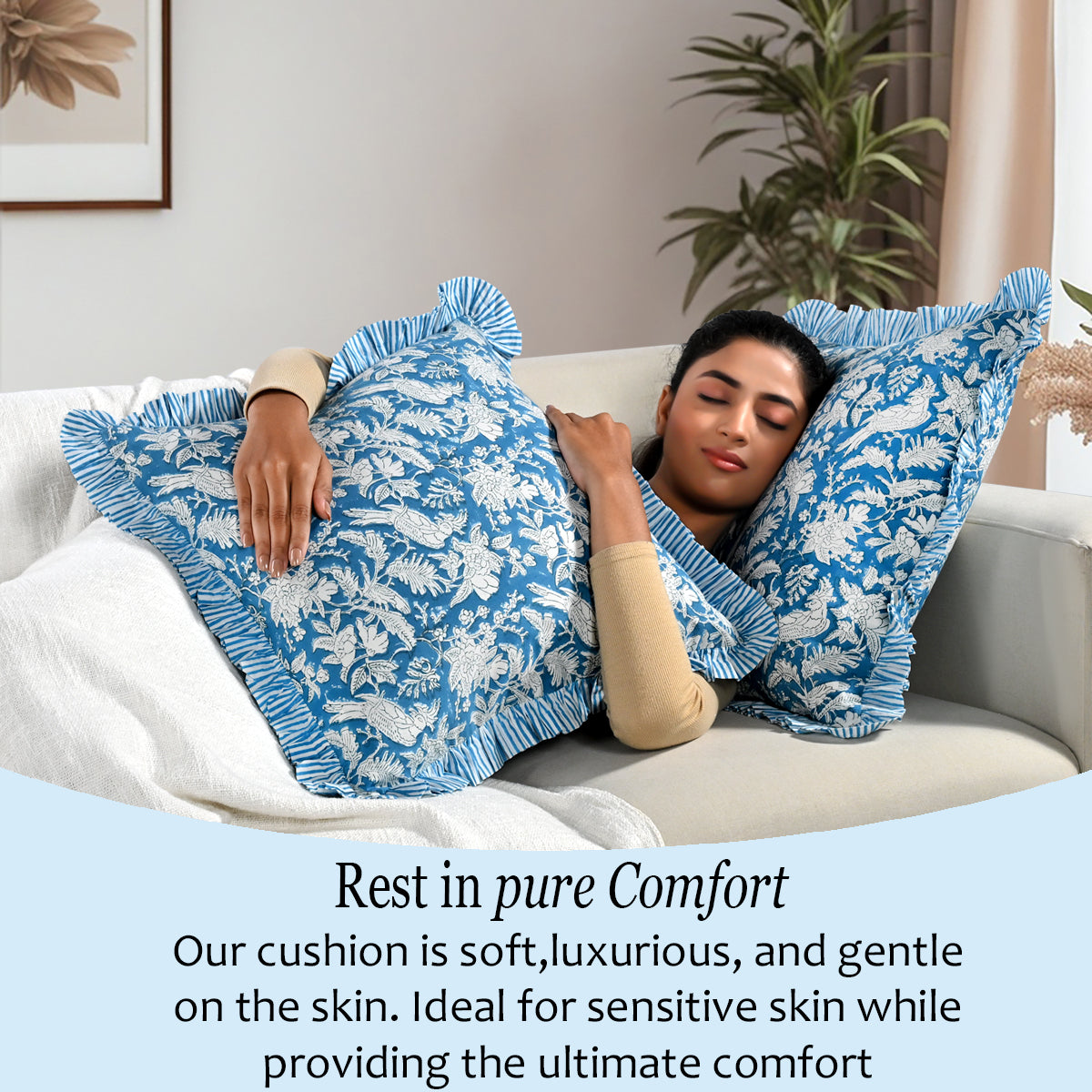 Ruffle Throw Pillow Covers - Blue Sapphire